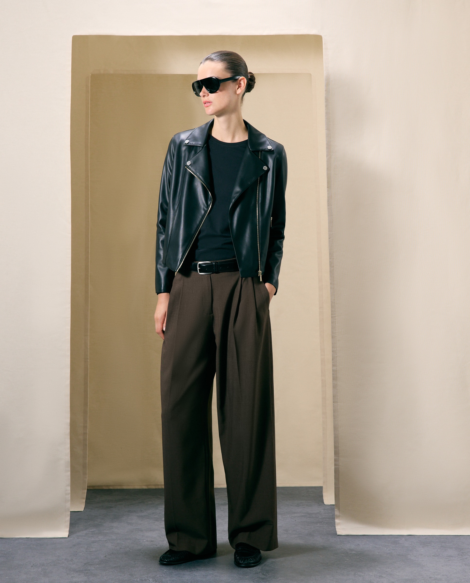 Cazadora biker efecto piel de mujer - Woman El Corte Inglés - Negro Negro-2