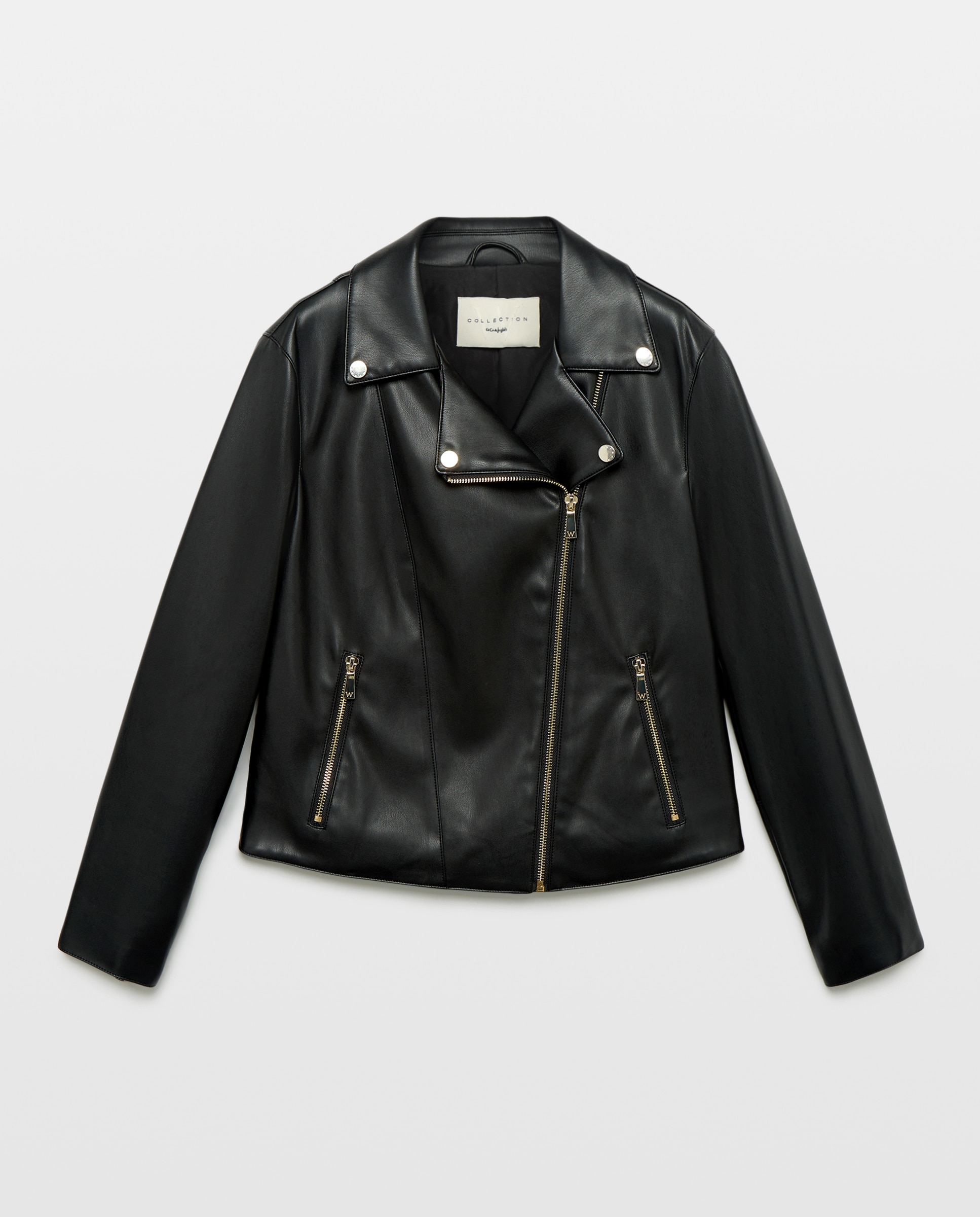 Cazadora biker efecto piel de mujer - Woman El Corte Inglés - Negro Negro-5