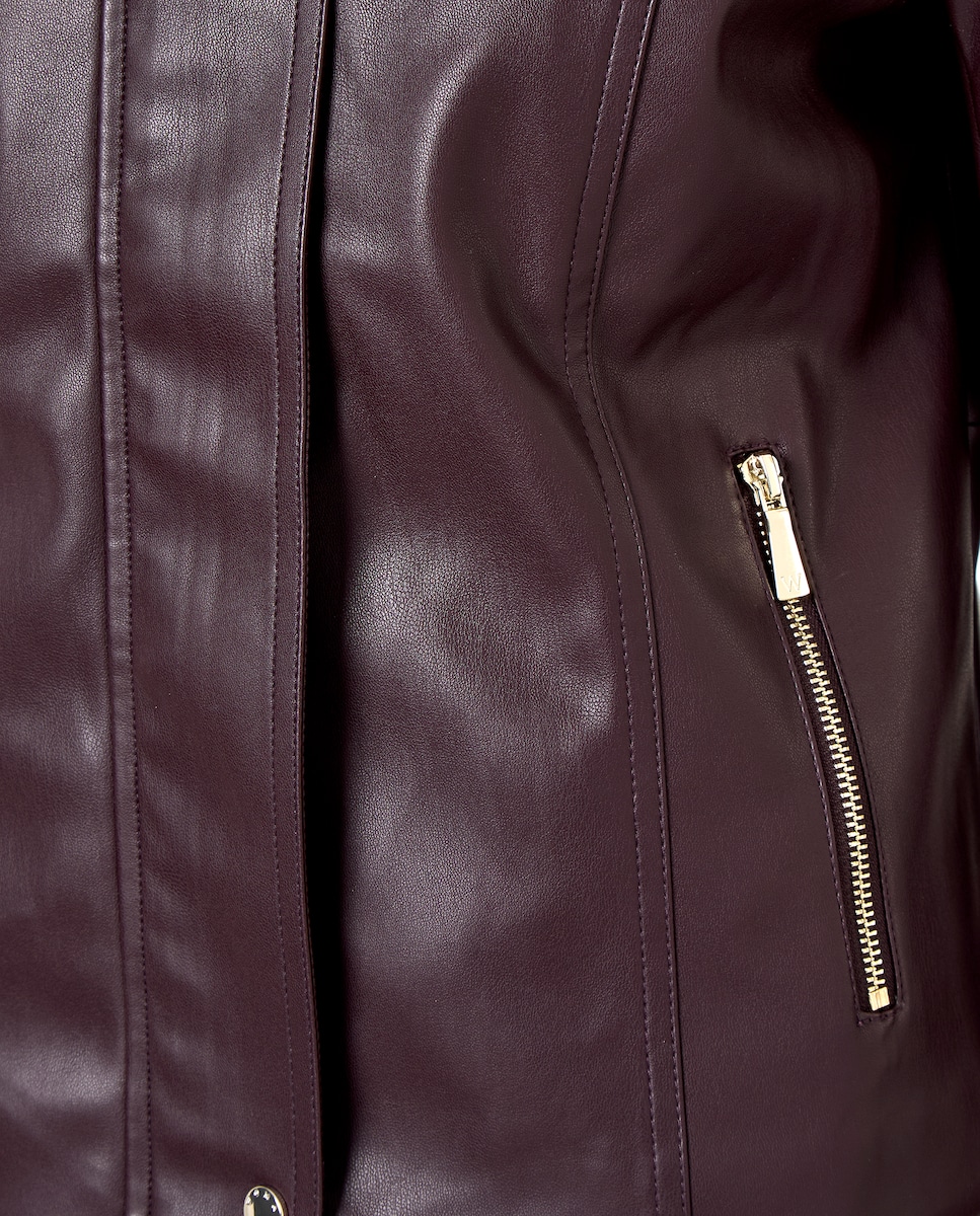 Blusão Liso de Poliéster Bordeaux-5