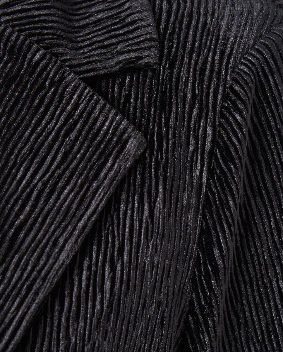 Kimono de Veludo Plissado Preto-6