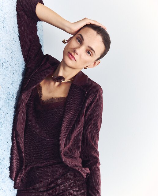 Kimono de mujer terciopelo plisado