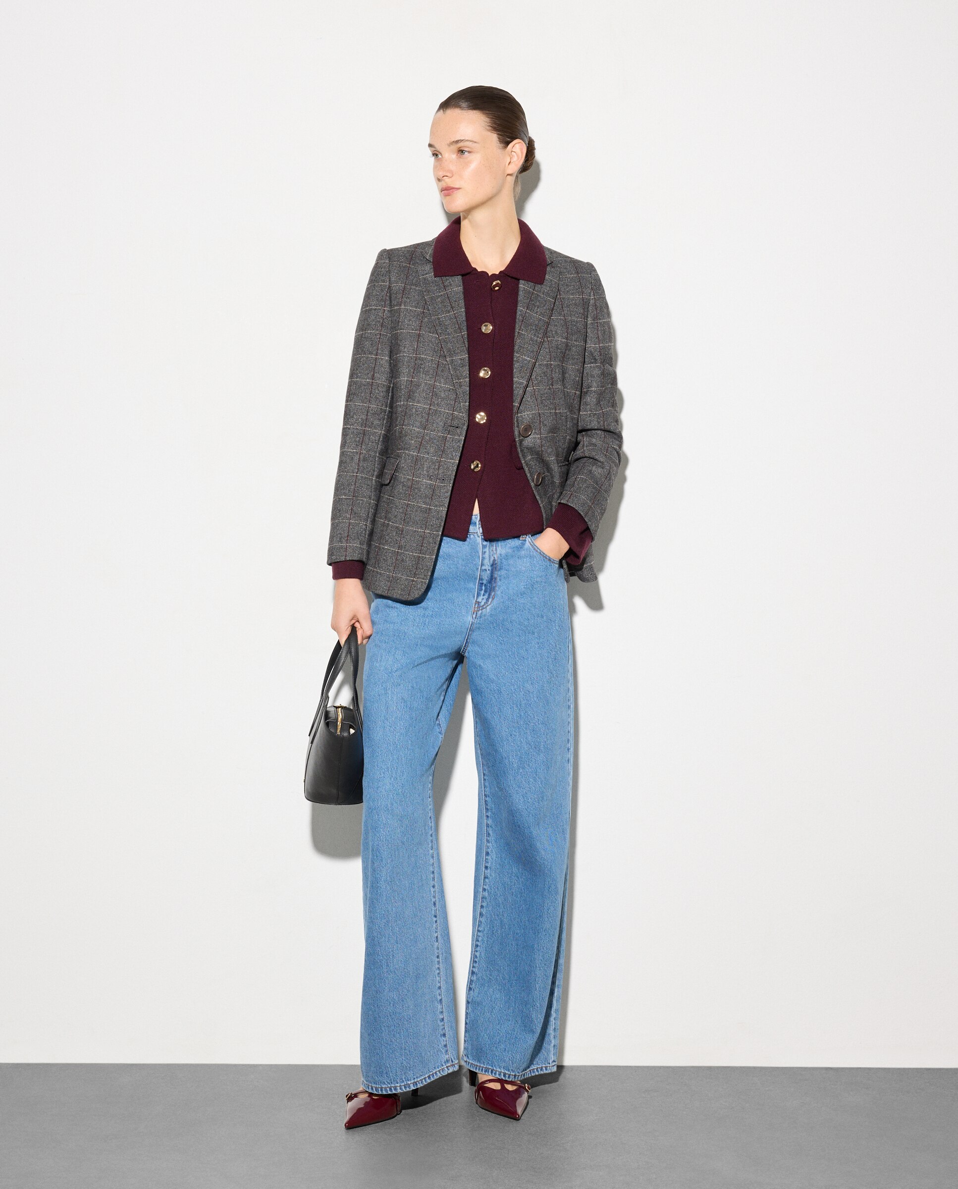 Blazer de Fantasia Lanosa 820 Cinzento Médio-3