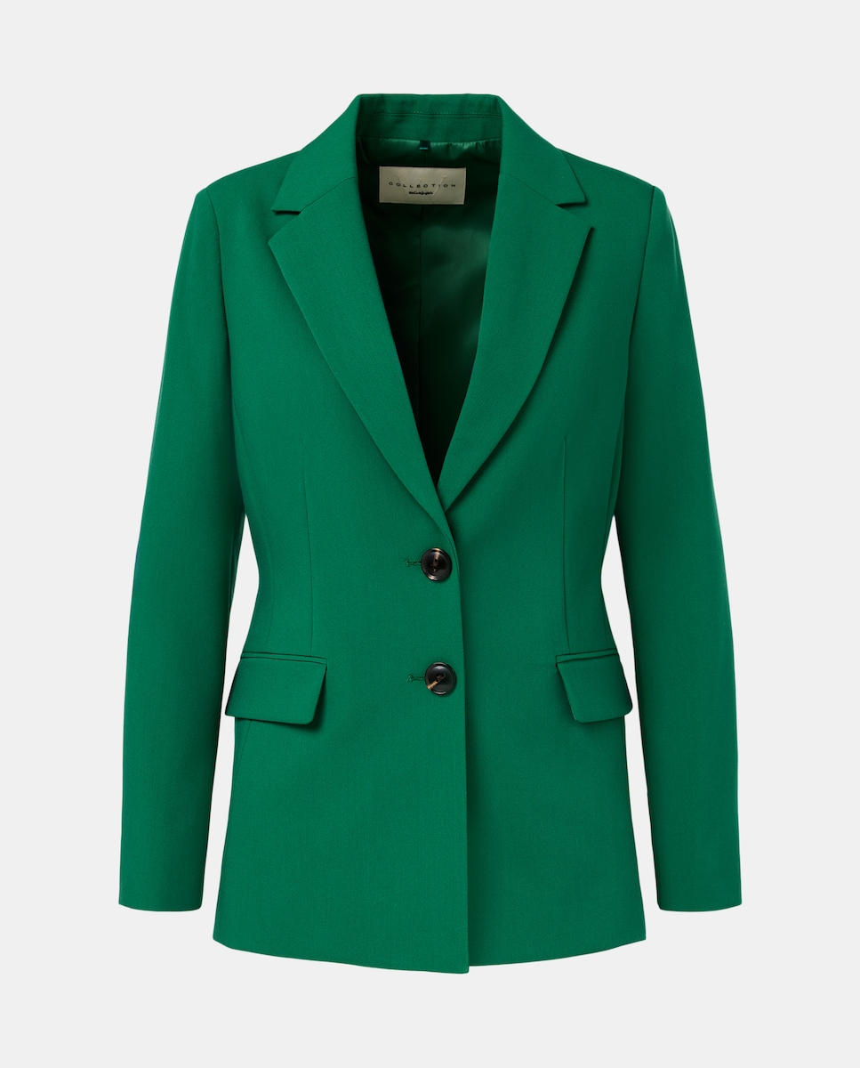 Blazer Liso de uma Fila de Botões Verde-4