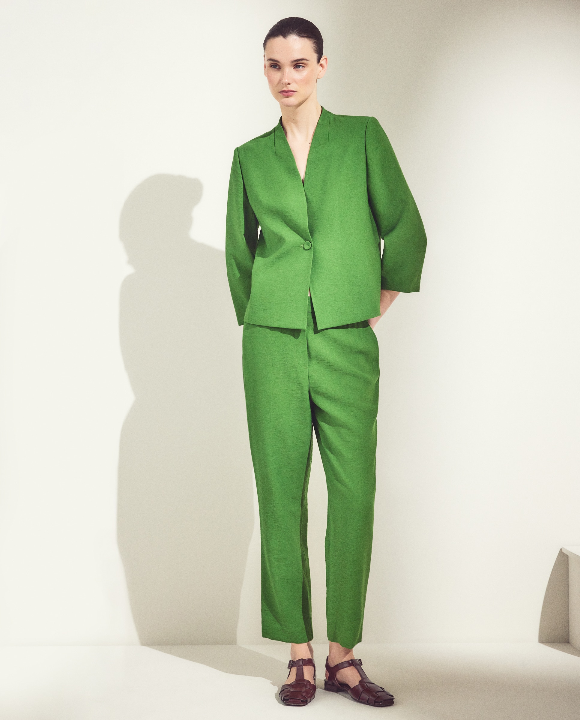 Blazer Liso com Lavagem Verde-3
