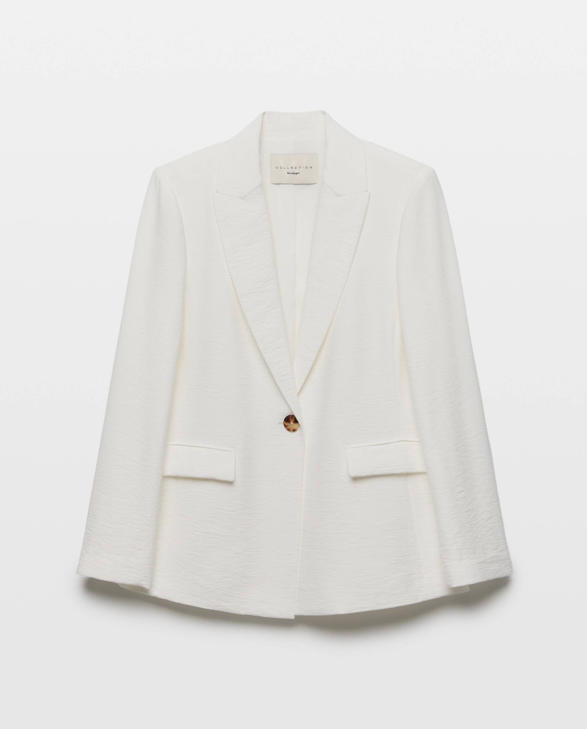 Blazer de mujer lisa tumbleada crinkle - Woman El Corte Inglés - 120 Crudo 120 Crudo-4