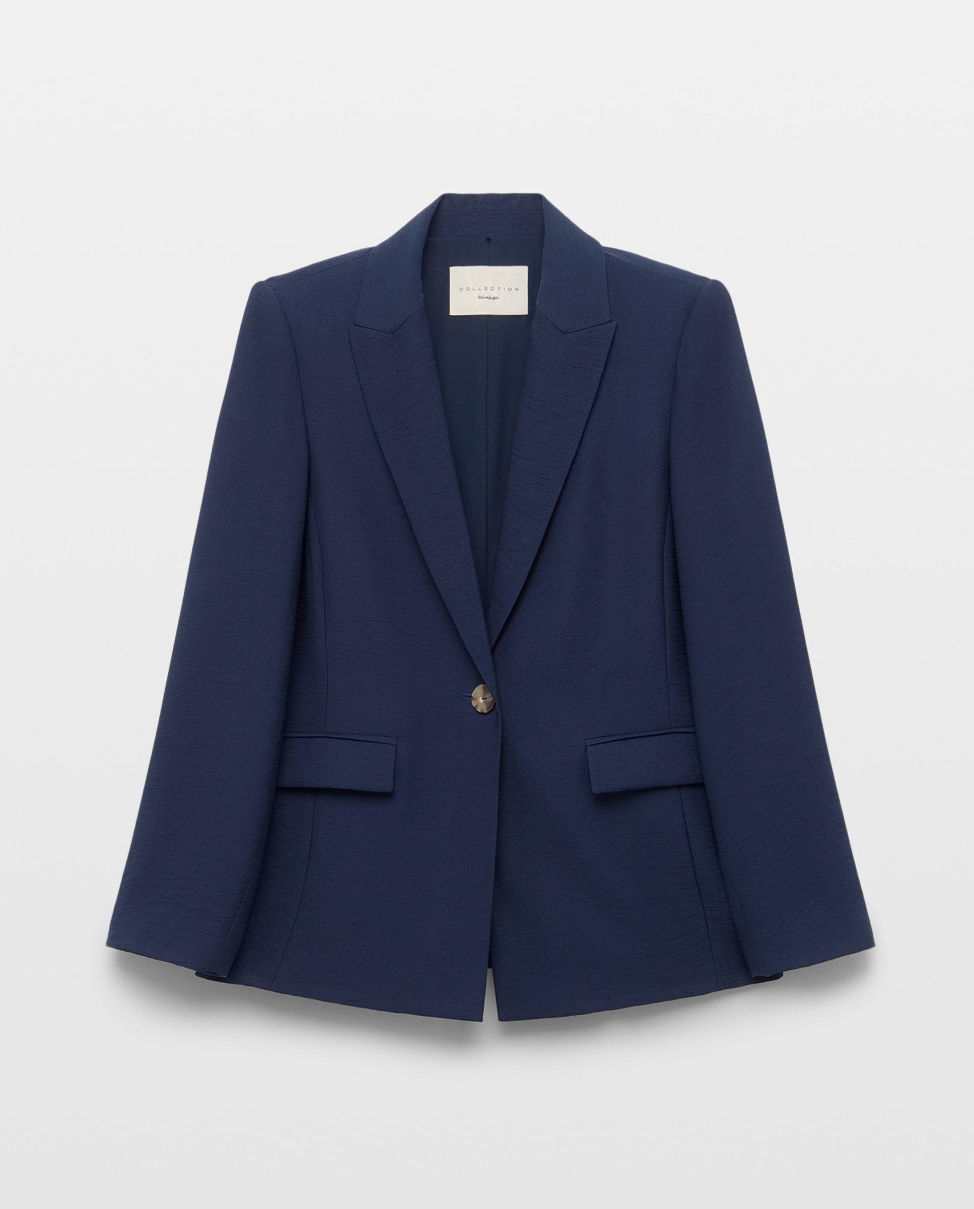 Blazer Liso Crinkle com Lavagem Azul-marinho-5