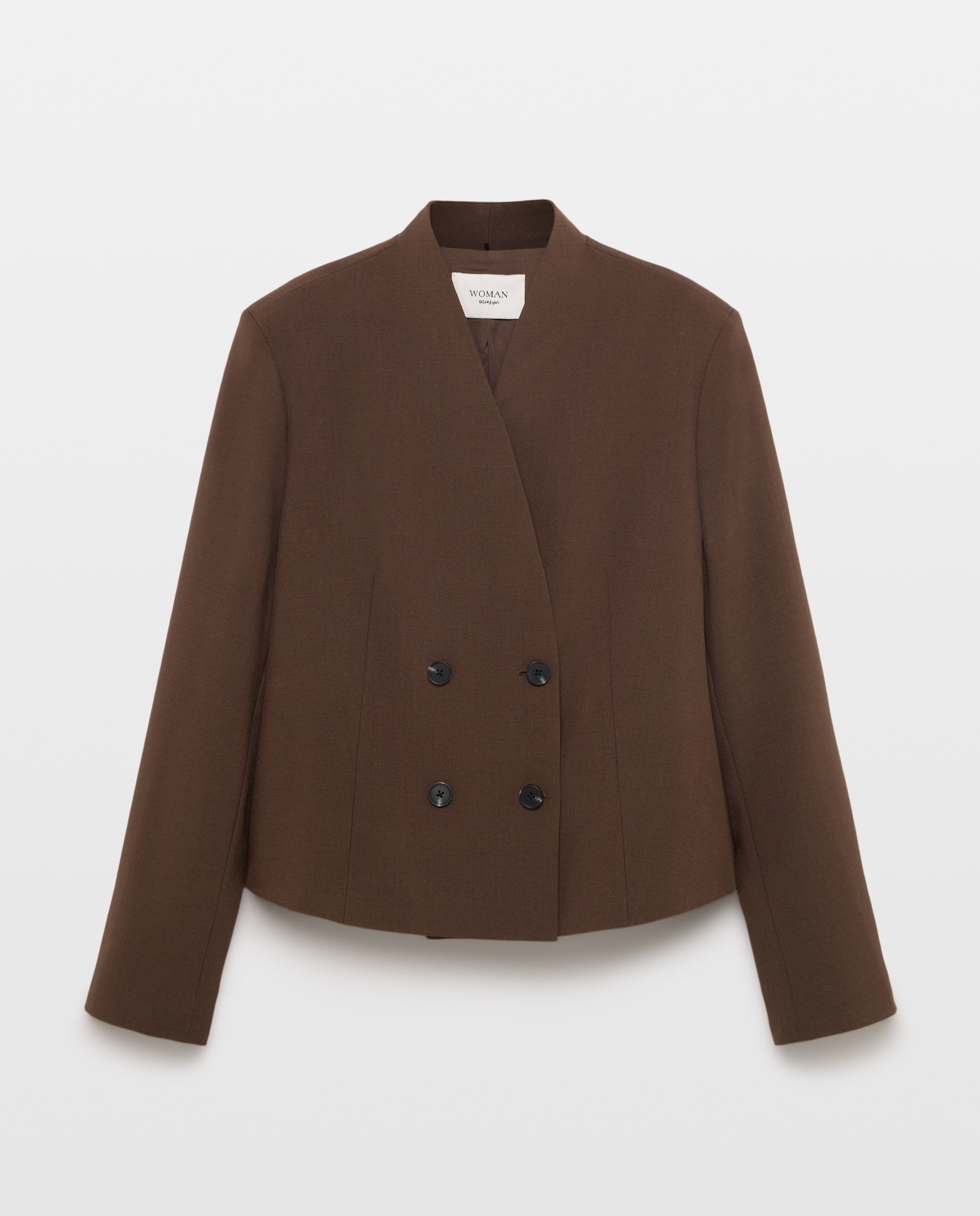 Imagen 4 de Blazer cruzada lisa corta de mujer - Woman El Corte Inglés - Marrón Marrón