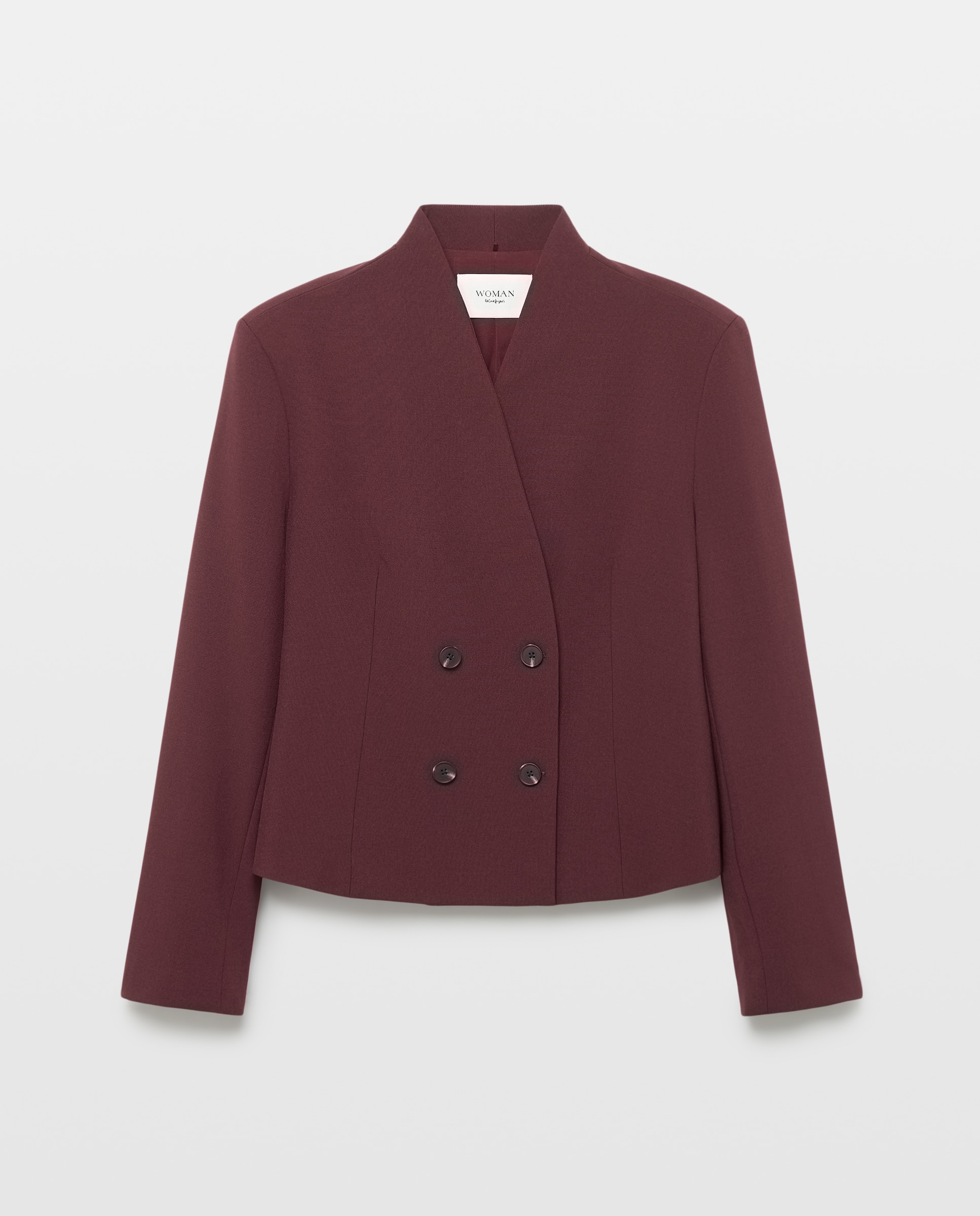 Blazer Cruzado Liso Curto Bordeaux-4