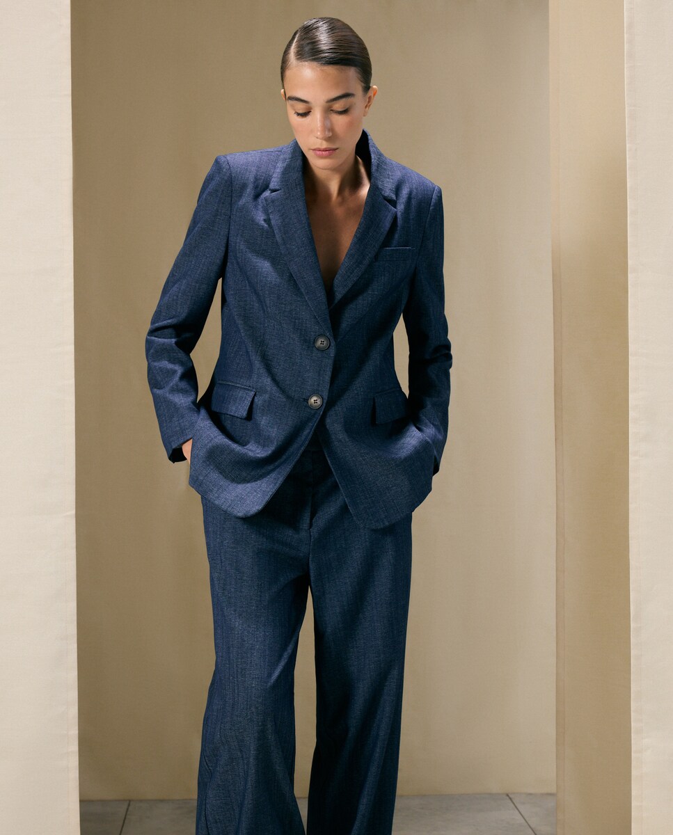 Imagen 0 de Blazer fantasía de mujer Azul marino