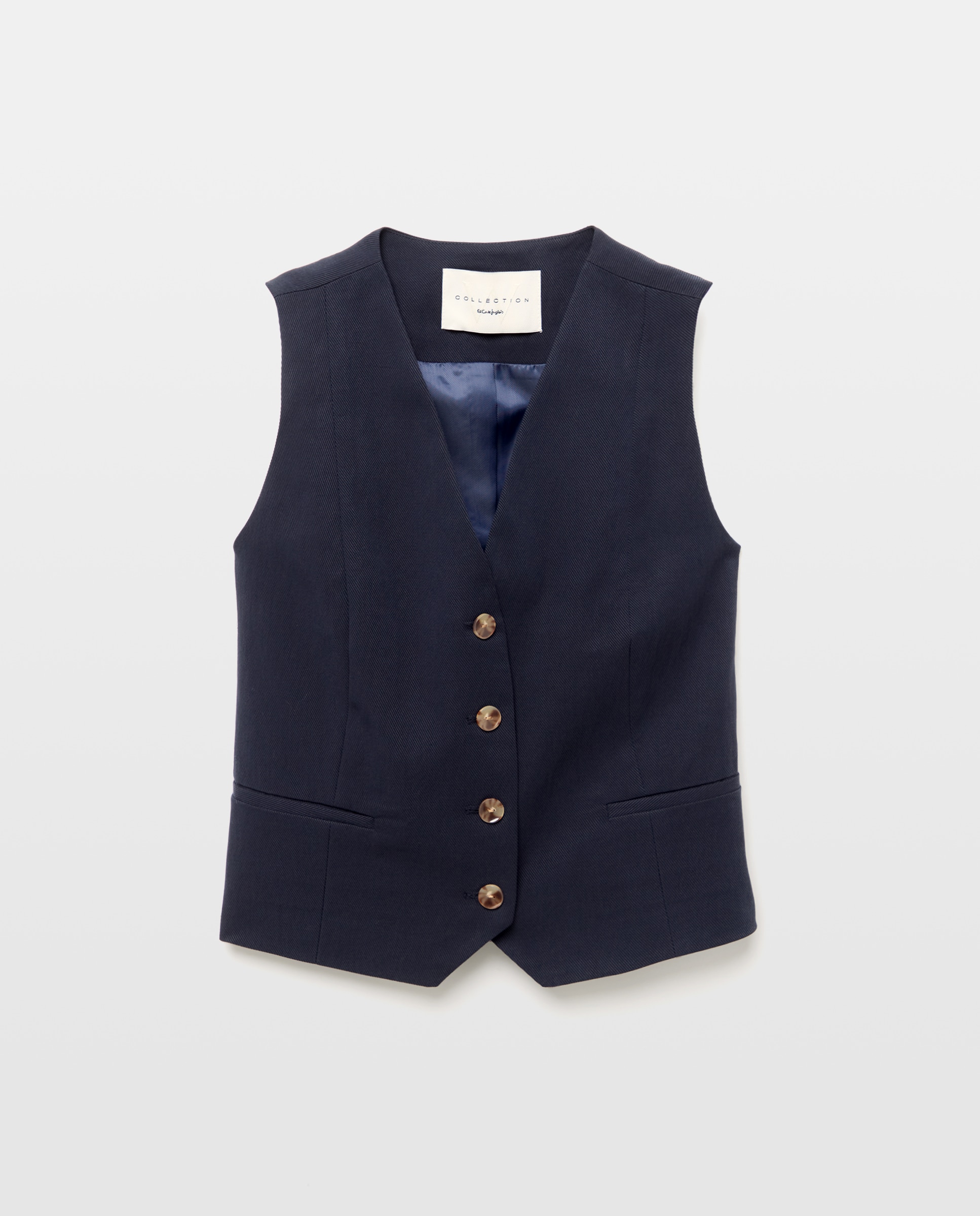 Colete Liso de Crinkle Azul-marinho-5