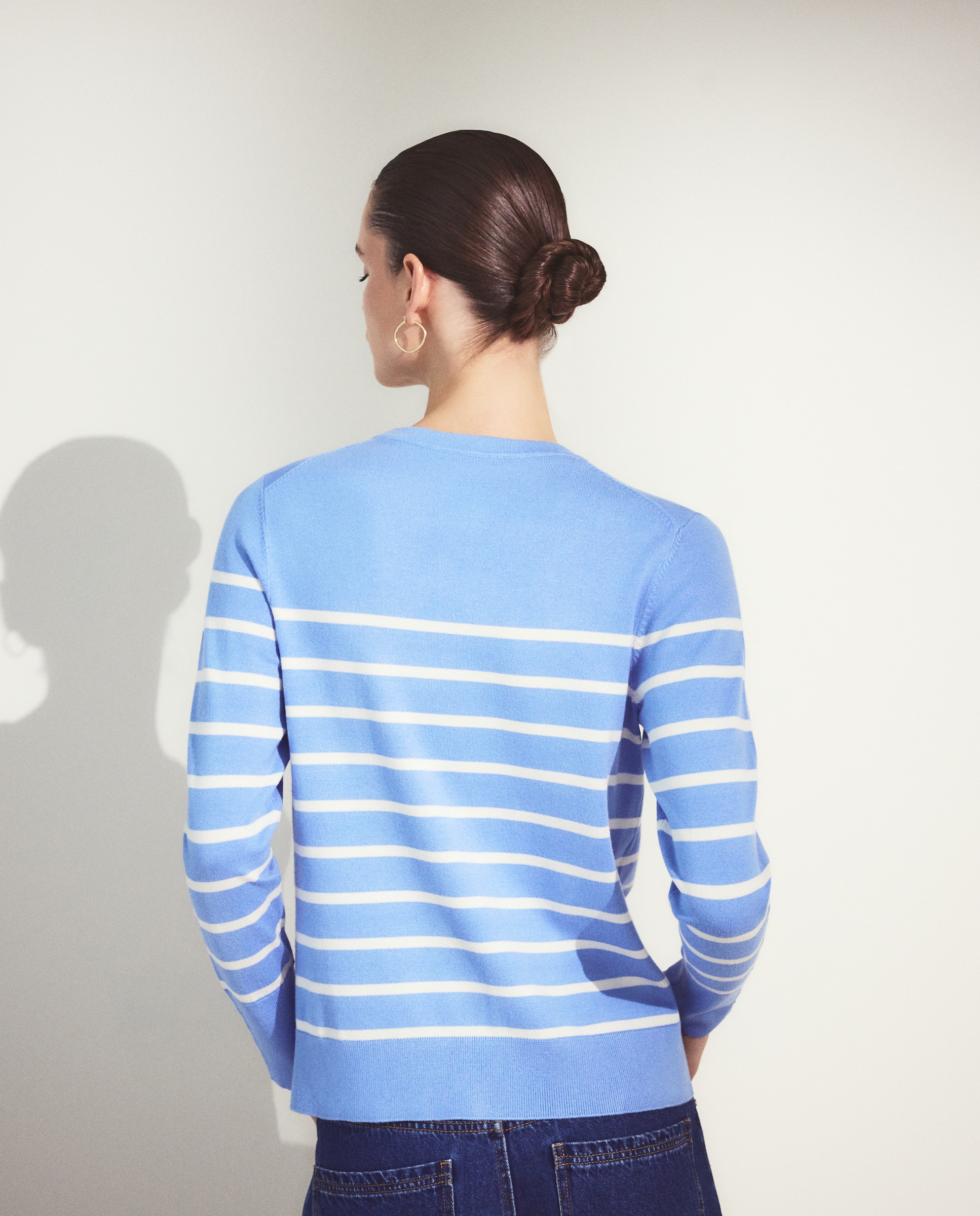Camisola de Malha de Viscose com Estampado Azul-4