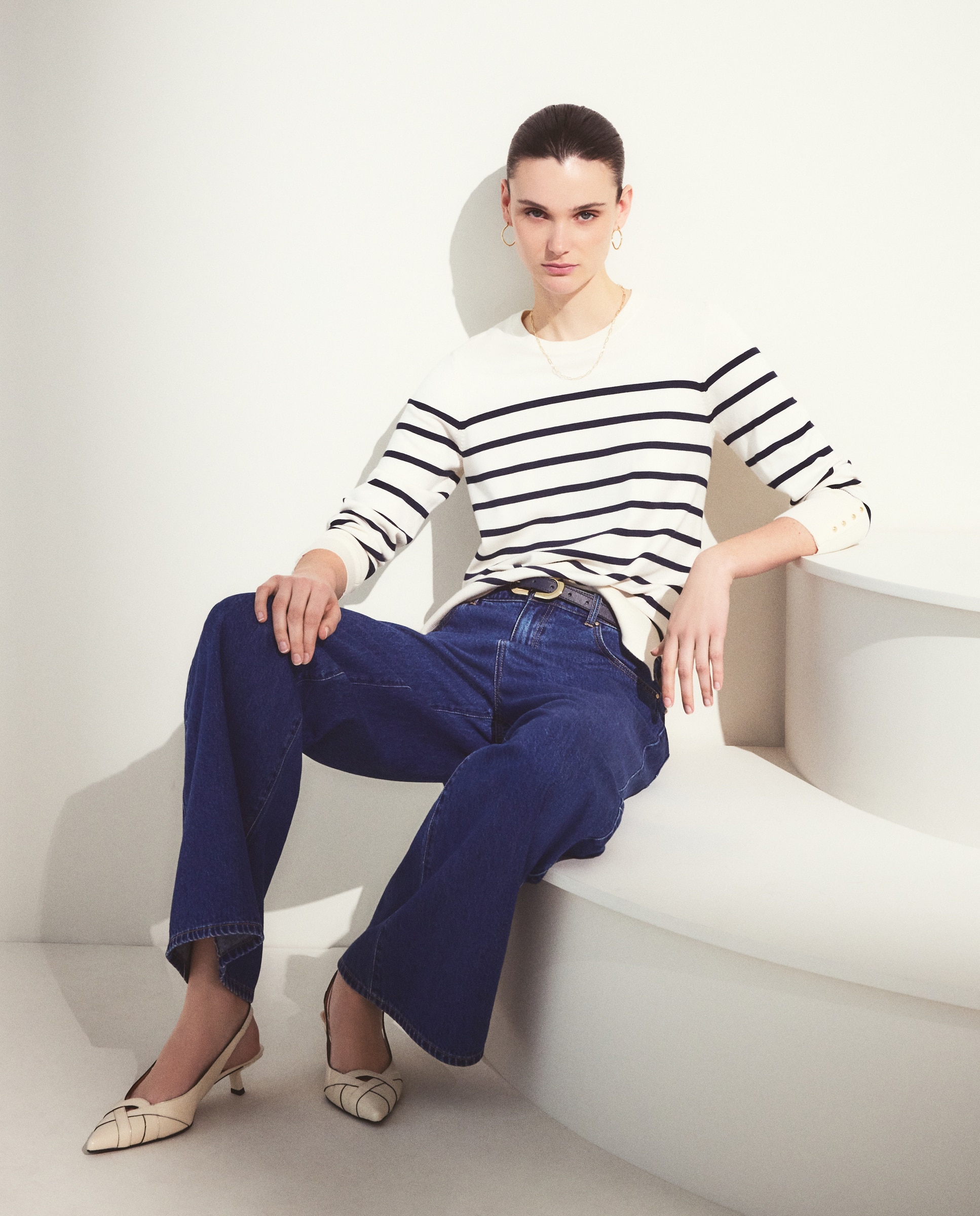 Camisola de Malha de Viscose com Estampado Branco-2