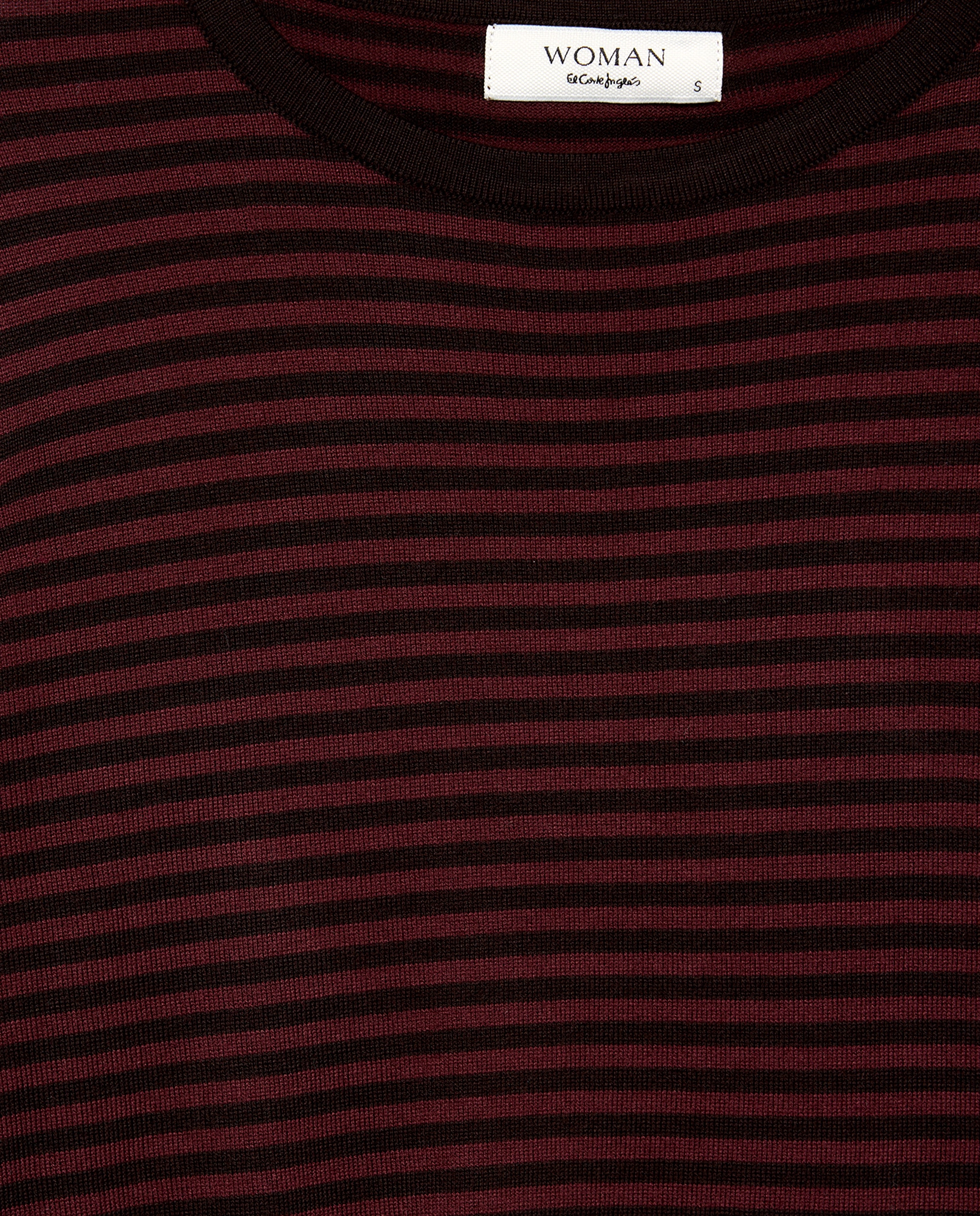 Camisola de Malha com Manga Comprida e Tecido Combinado Castanho-5