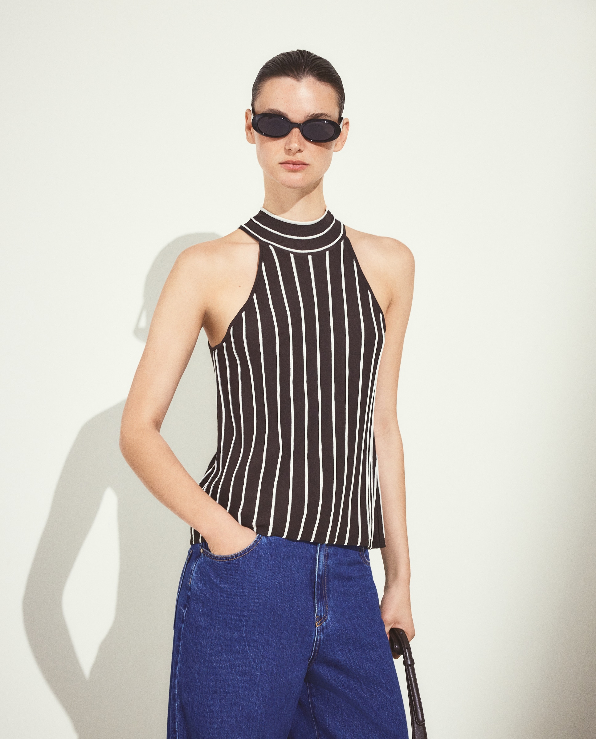 Blusa sin mangas y con cuello halter - Woman El Corte Inglés - Marrón Marrón-1