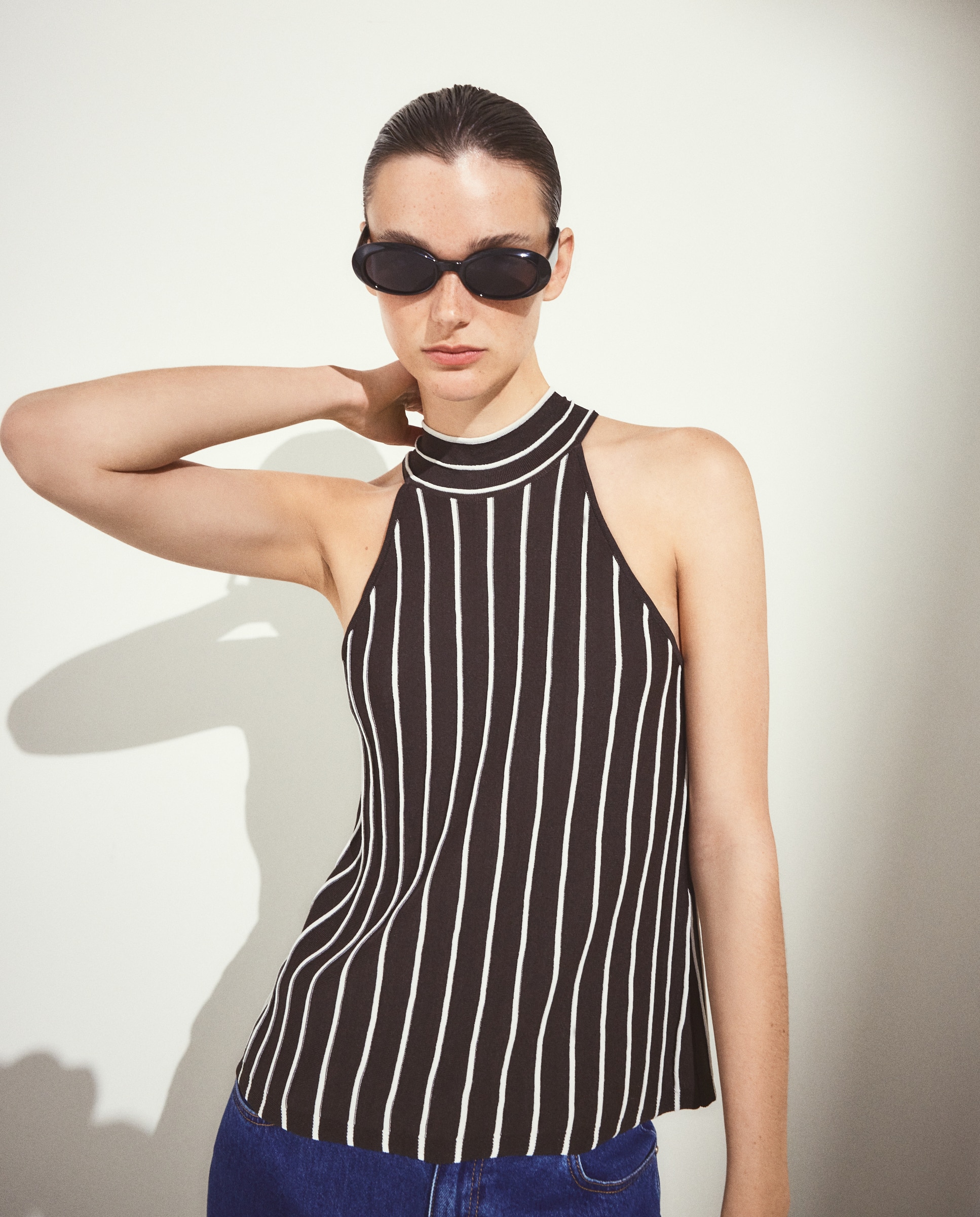 Blusa sin mangas y con cuello halter - Woman El Corte Inglés - Marrón Marrón-4
