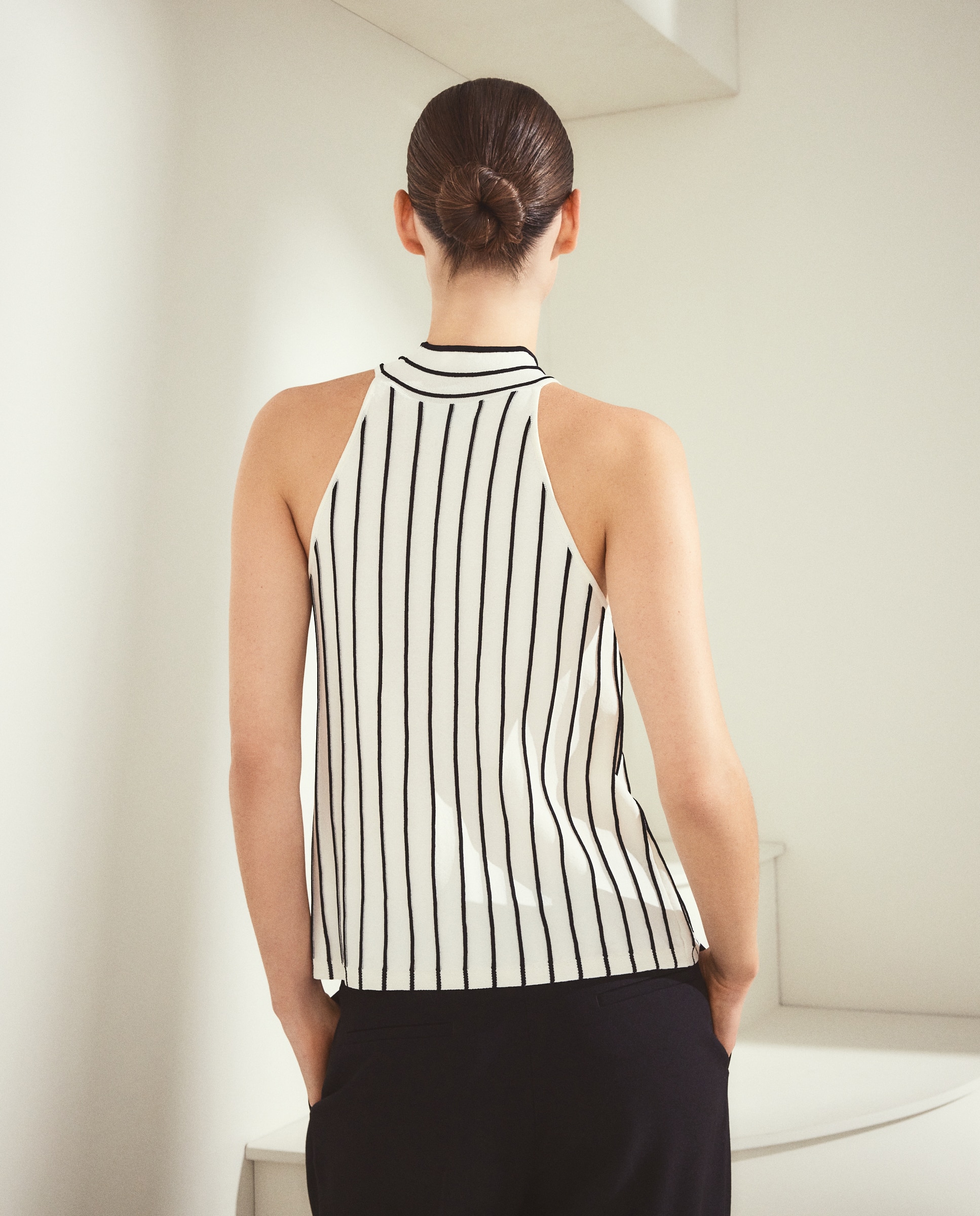 Blusa sin mangas y con cuello halter - Woman El Corte Inglés - Blanco Blanco-3