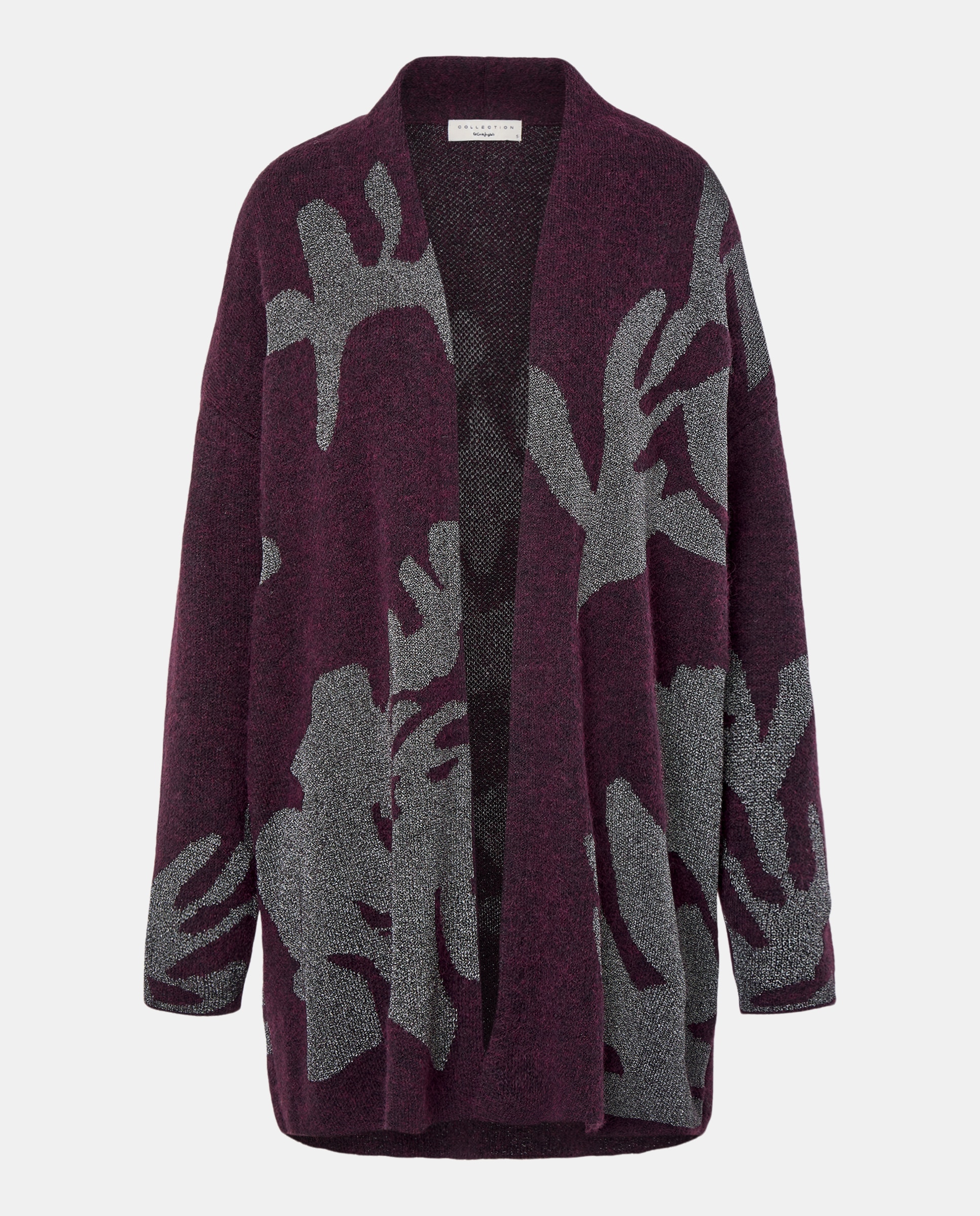 Casaco Jacquard Aberto 291 Beringela-4