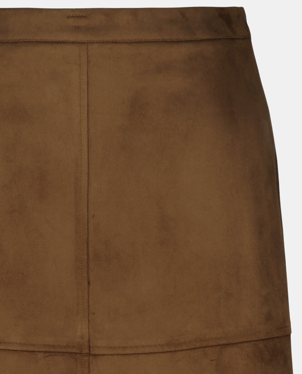 Saia com Fantasia Fake Suede Castanho-5