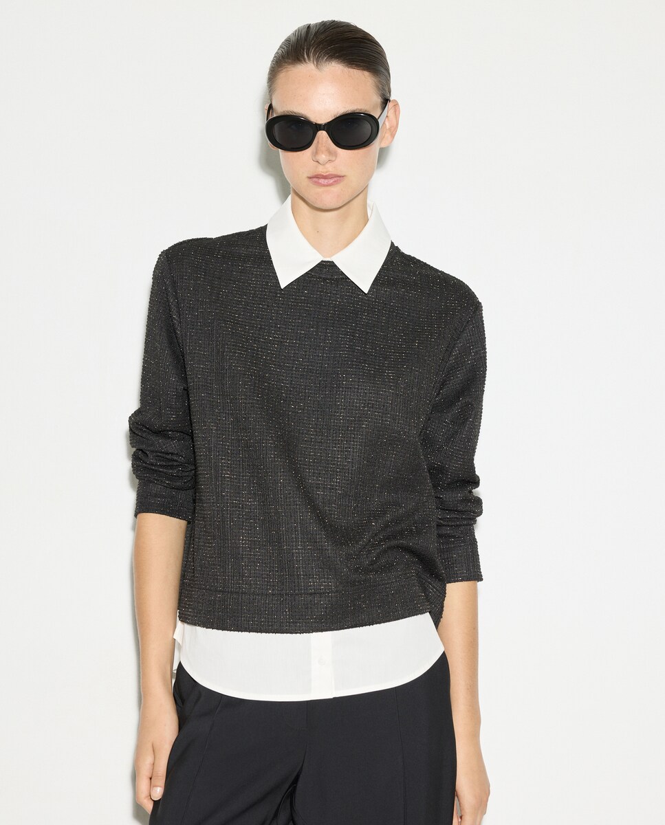 Camisola Lisa com Manga Comprida 800 Preto-1