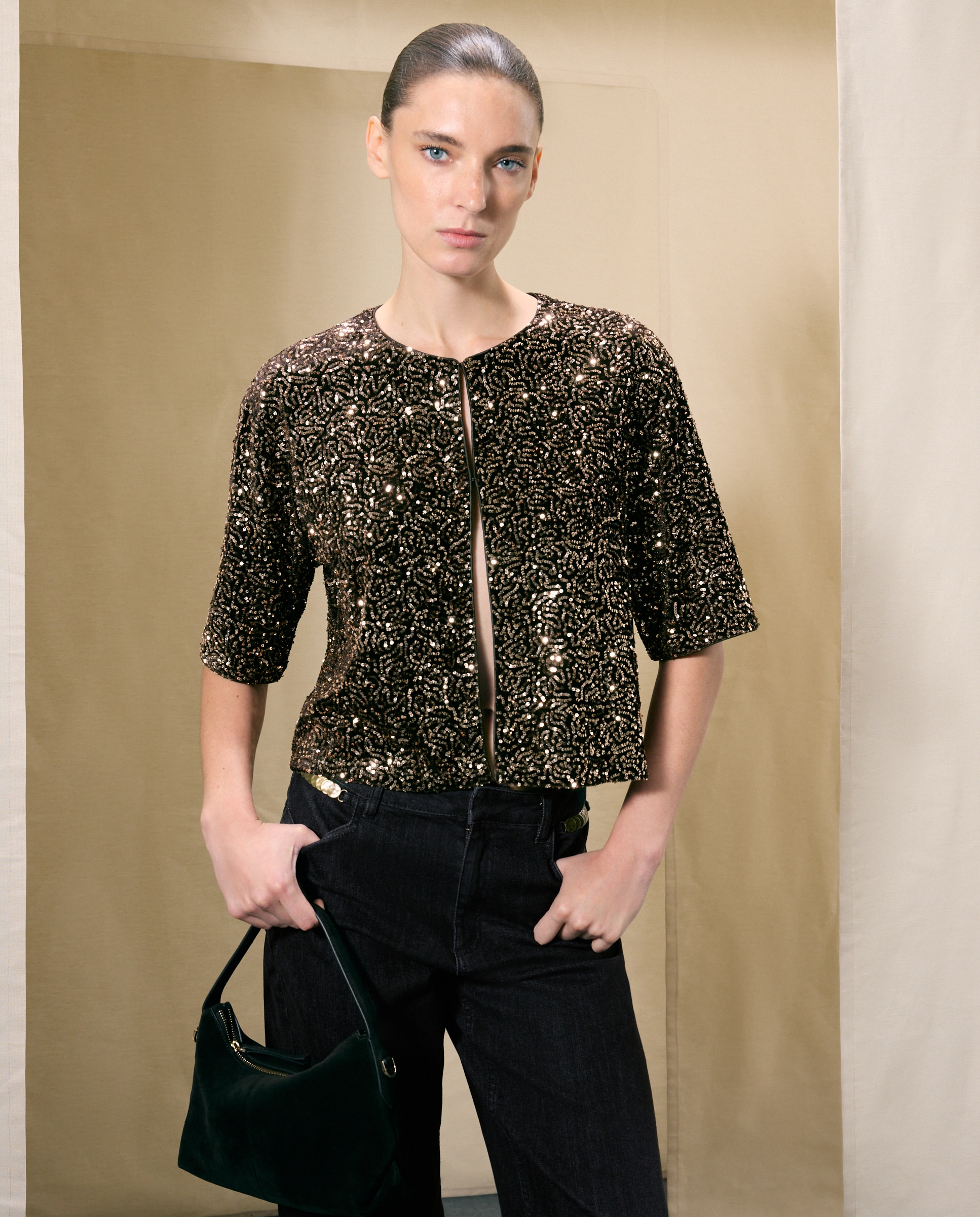 Chaqueta de mujer lentejuelas - Woman El Corte Inglés - Marrón Marrón-1