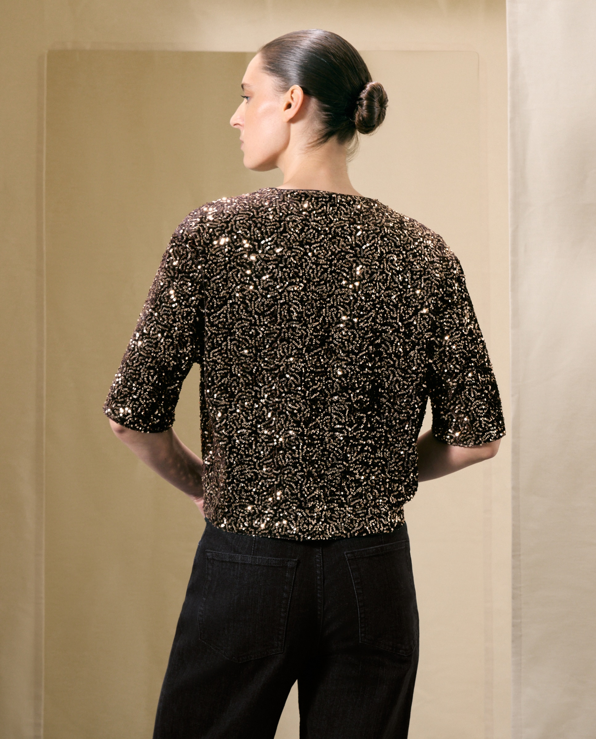 Chaqueta de mujer lentejuelas - Woman El Corte Inglés - Marrón Marrón-3