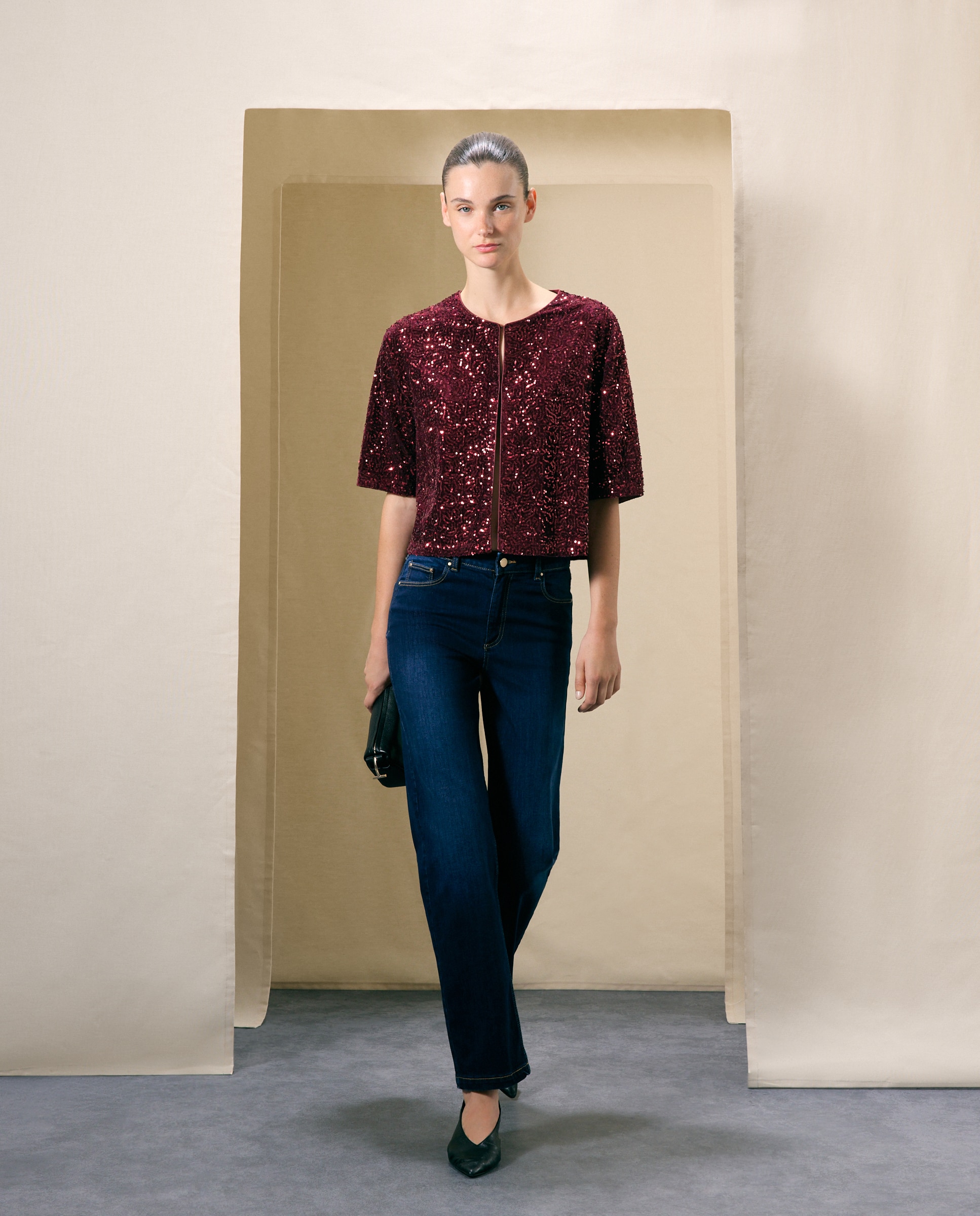 Chaqueta de mujer lentejuelas - Woman El Corte Inglés - Burdeos Burdeos-2