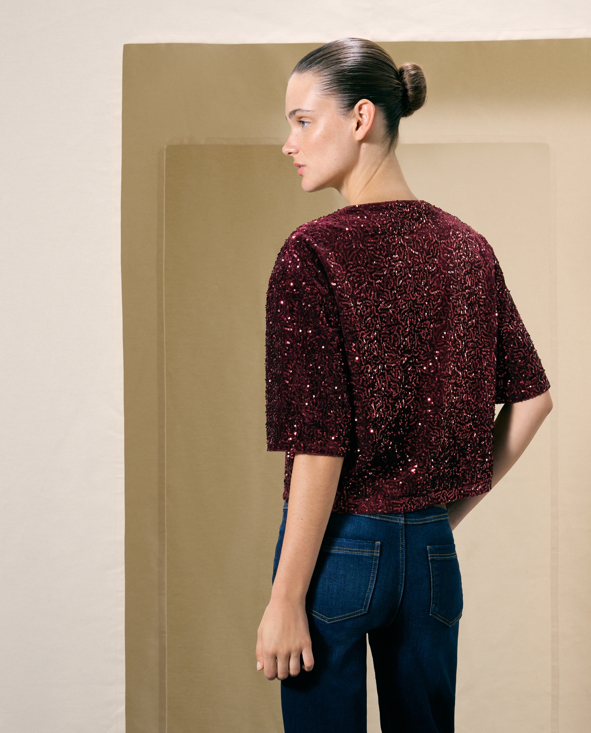 Chaqueta de mujer lentejuelas - Woman El Corte Inglés - Burdeos Burdeos-3
