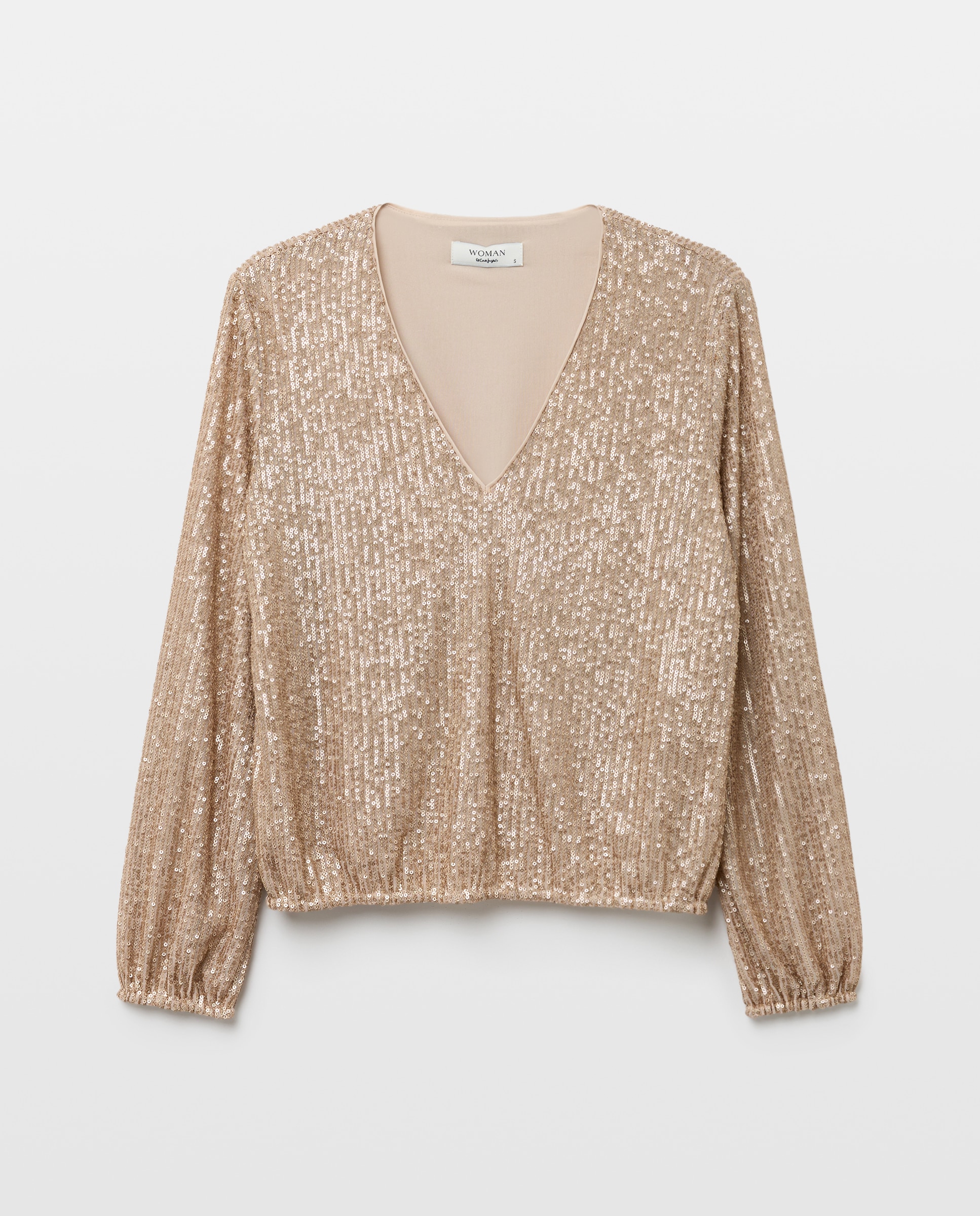 Camiseta de mujer lentejuelas mate - Woman El Corte Inglés - Visón claro Visón claro-5