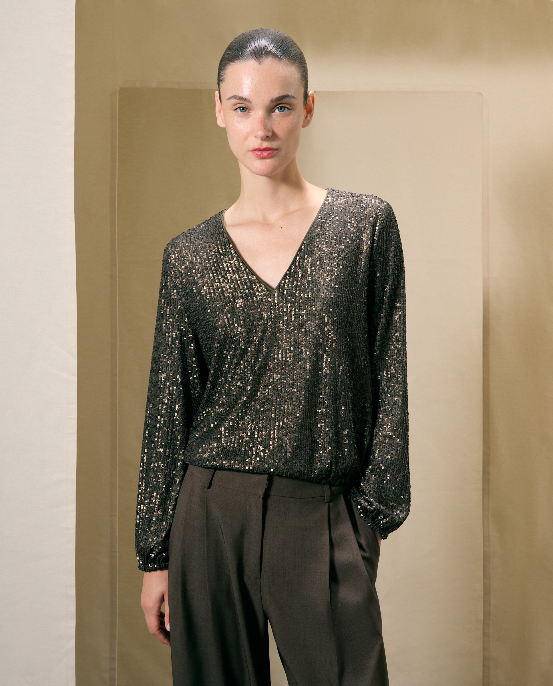 Camiseta de mujer lentejuelas mate - Woman El Corte Inglés - Verde Verde-1