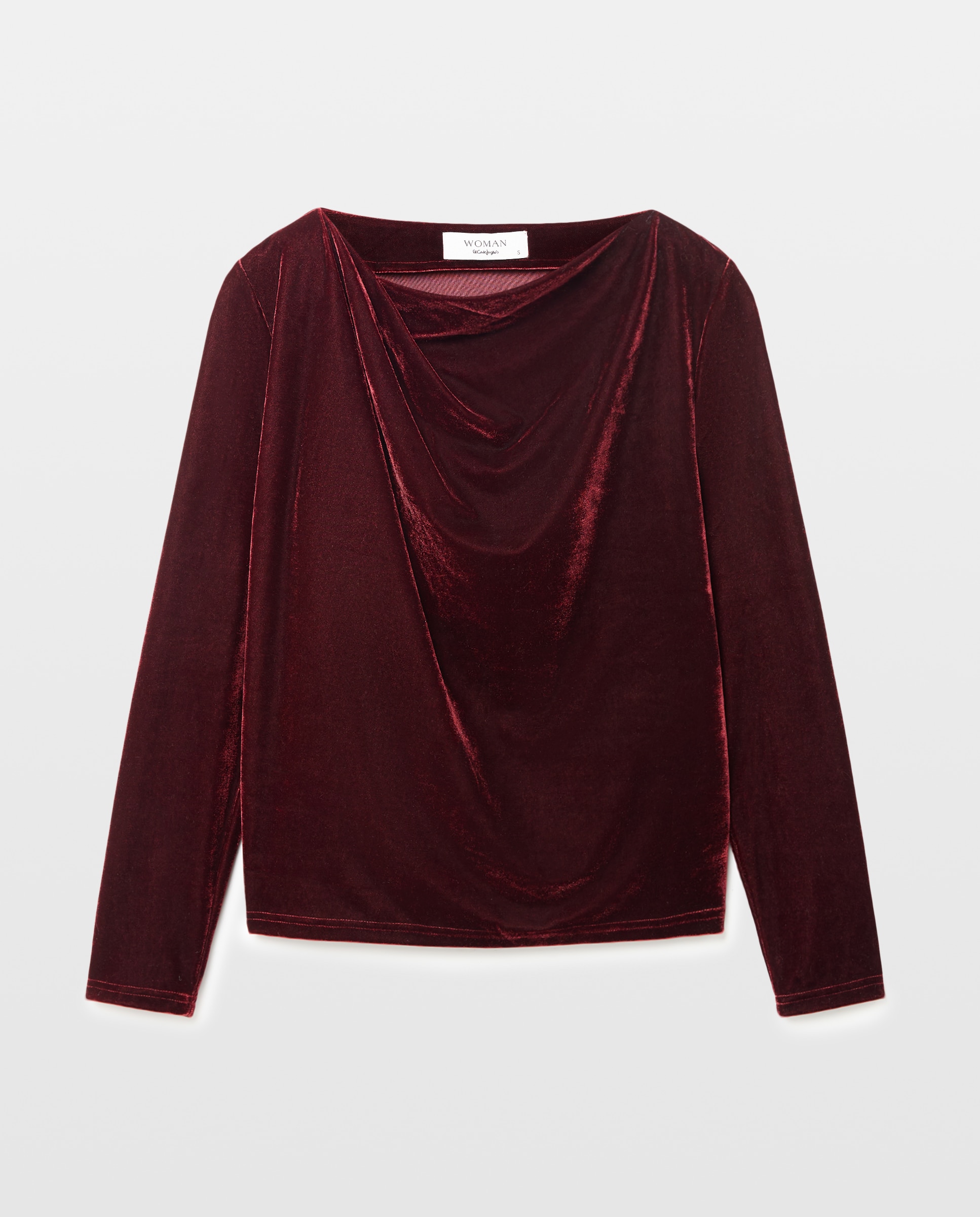 Camiseta de mujer drapeada terciopelo - Woman El Corte Inglés - Burdeos Burdeos-4