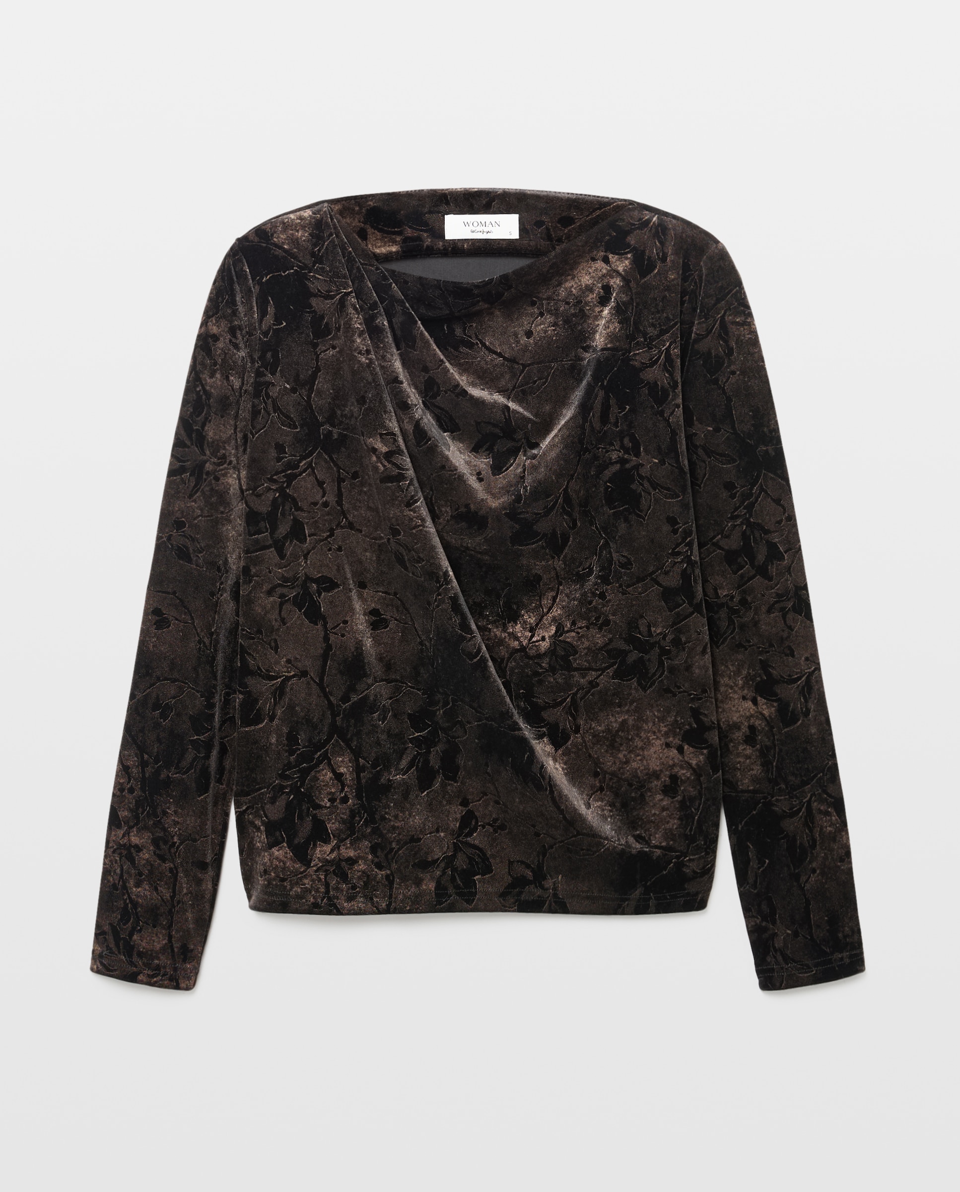 Camiseta de mujer drapeada terciopelo - Woman El Corte Inglés - Negro Negro-4