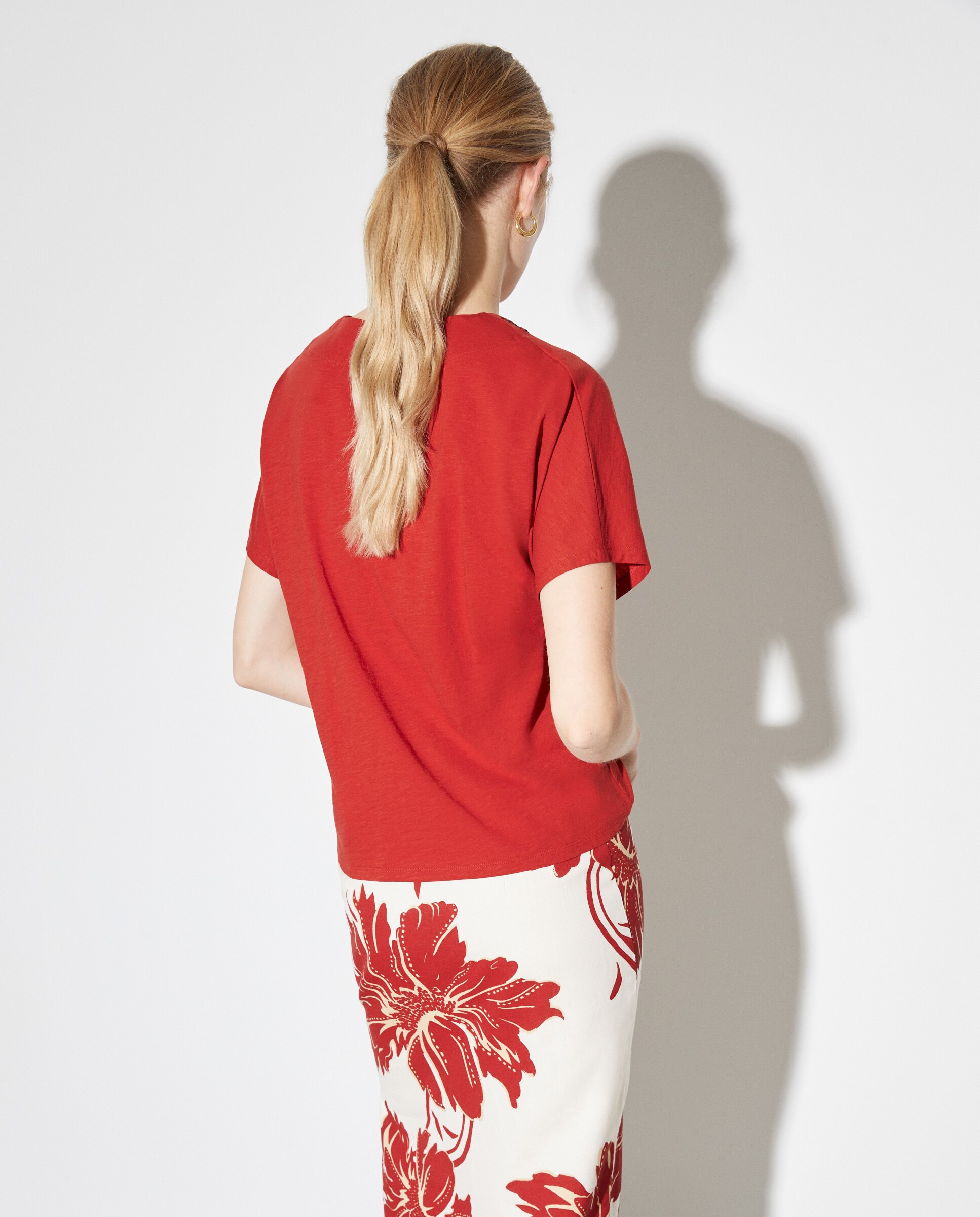 T-shirt de Algodão com Manga Curta 770 Terracota-3