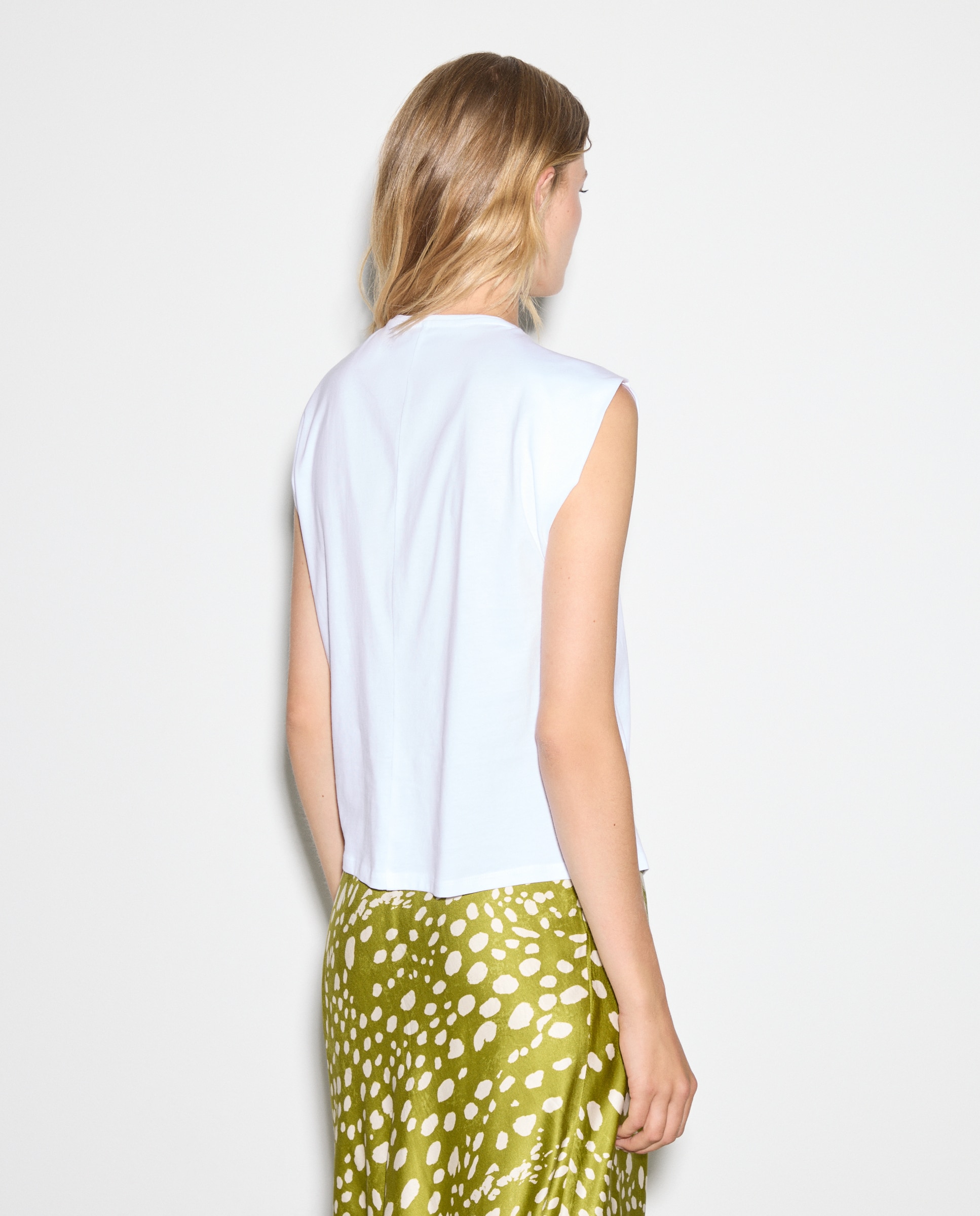 T-shirt sem Mangas com Drapeado 120 Cru-3