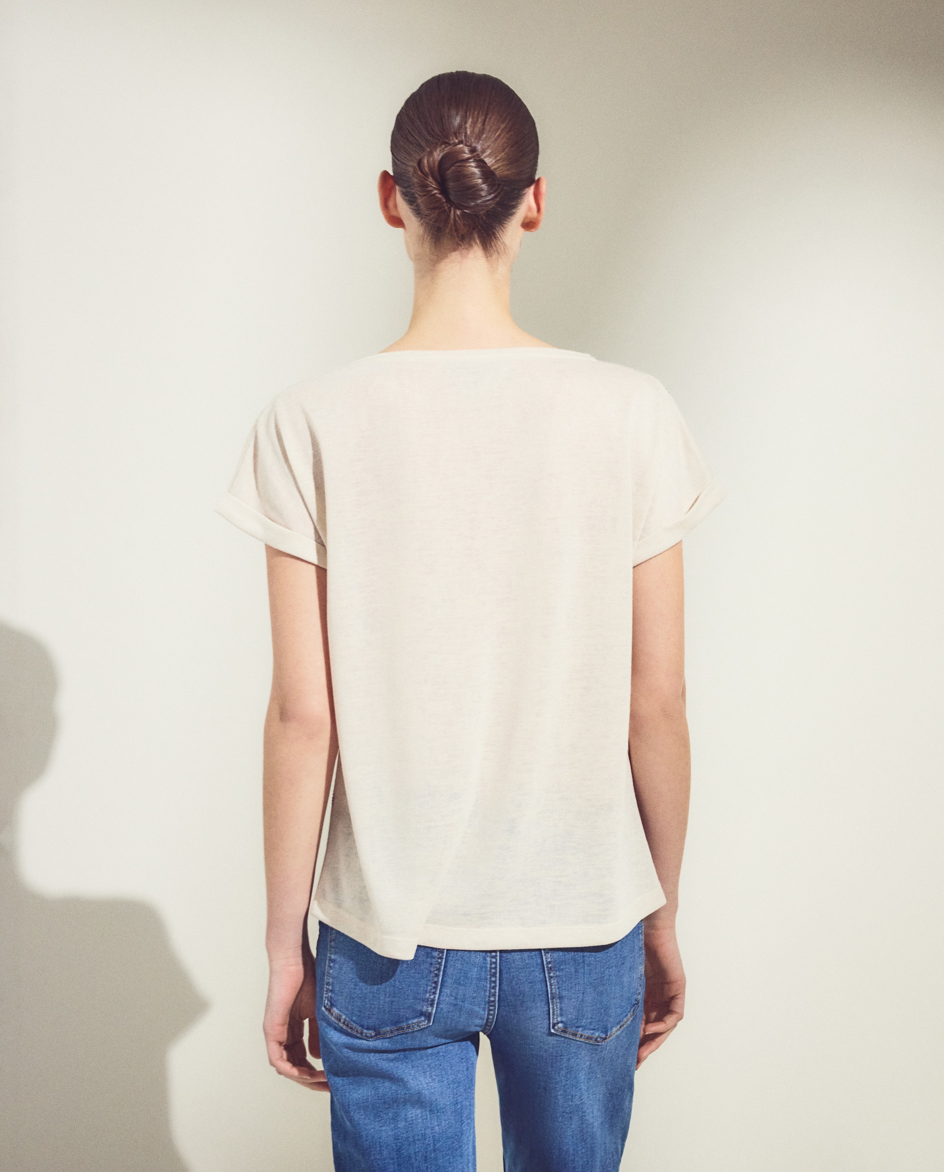 Camiseta de mujer tachas cuerdas - Woman El Corte Inglés - Beige Beige-3
