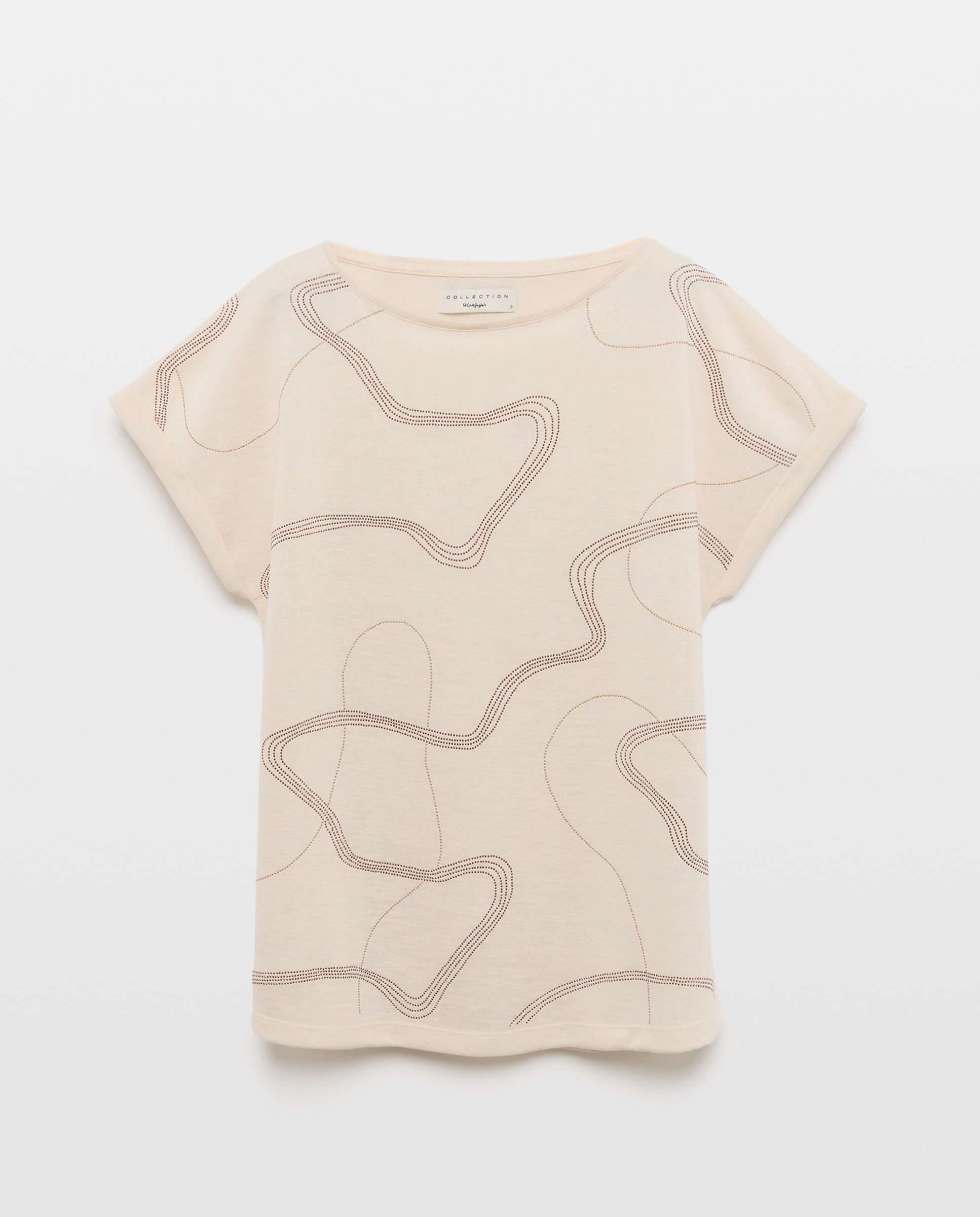 Camiseta de mujer tachas cuerdas - Woman El Corte Inglés - Beige Beige-4