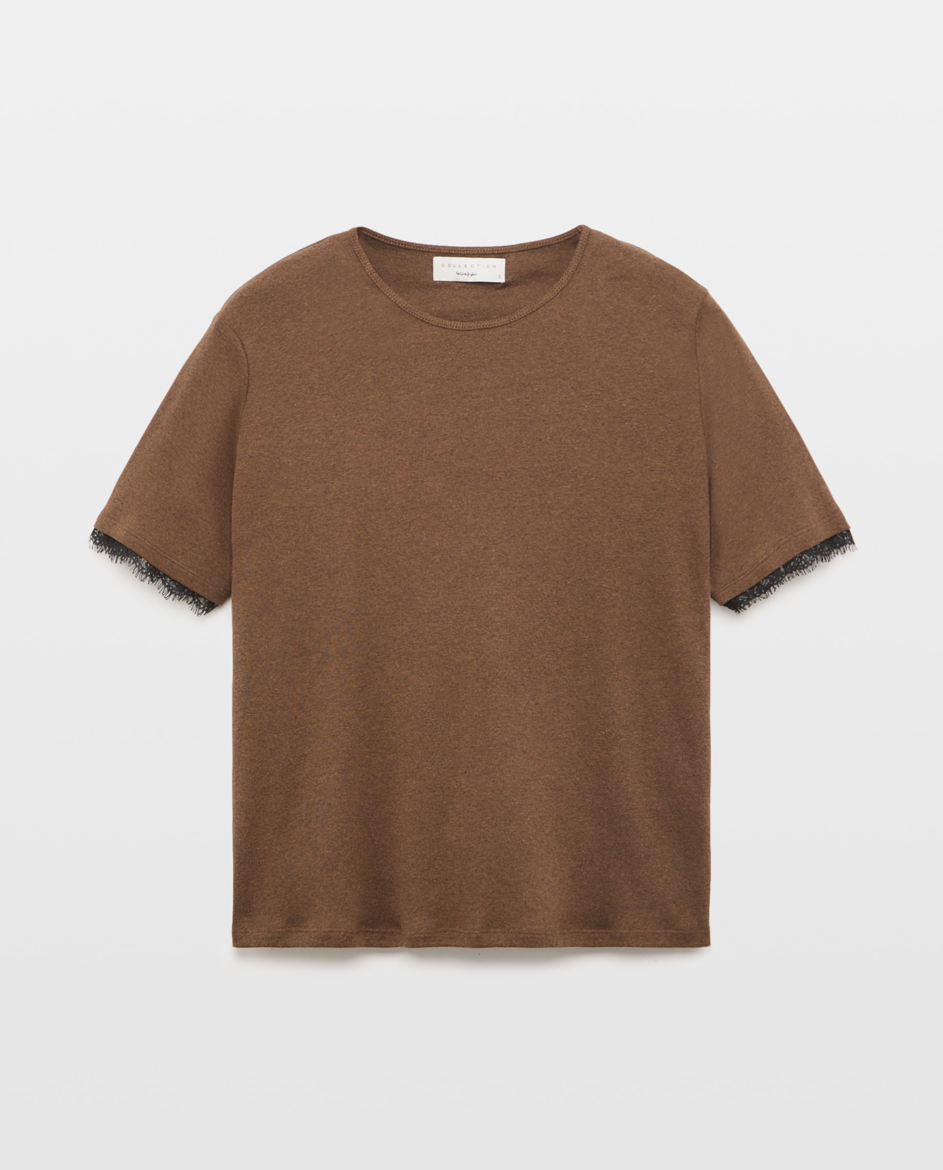 Camiseta de mujer encaje manga - Woman El Corte Inglés - Marrón Marrón-4