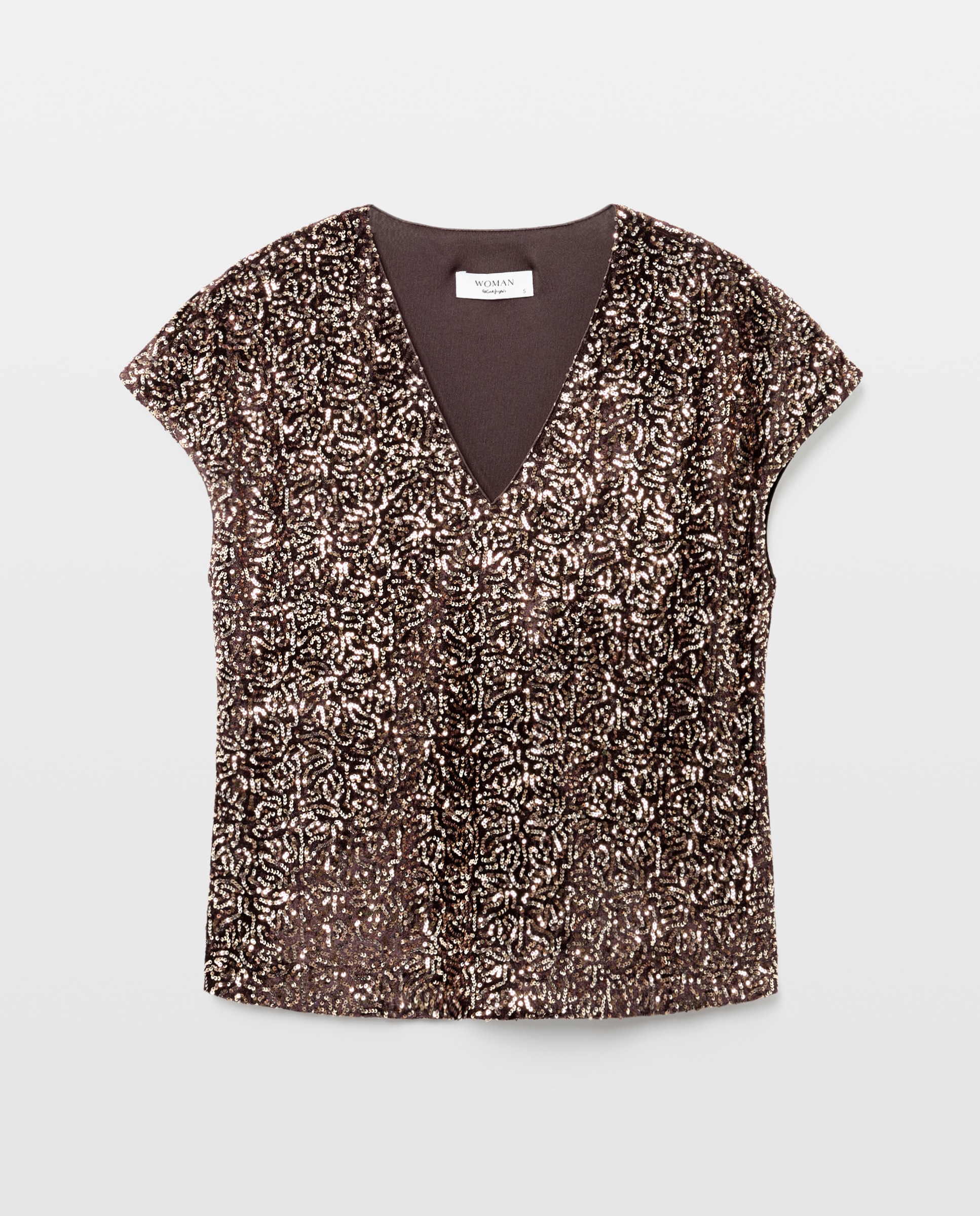 Camiseta de mujer top lentejuelas - Woman El Corte Inglés - Marrón Marrón-4