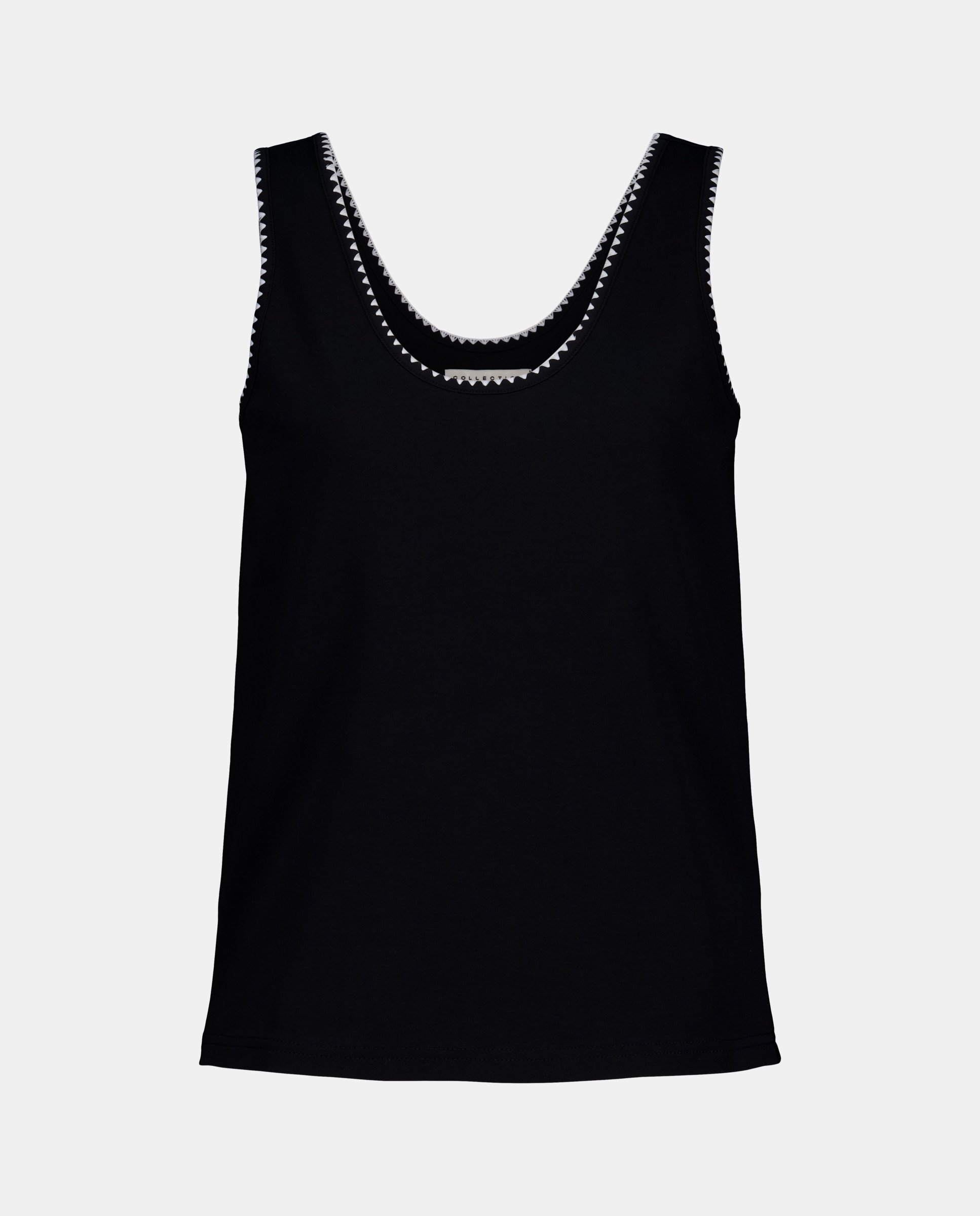 T-shirt de Algodão sem Mangas Preto-5