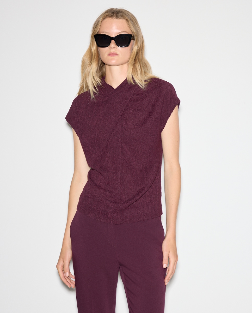 Camisola de Manga Comprida Lisa Bordeaux-1