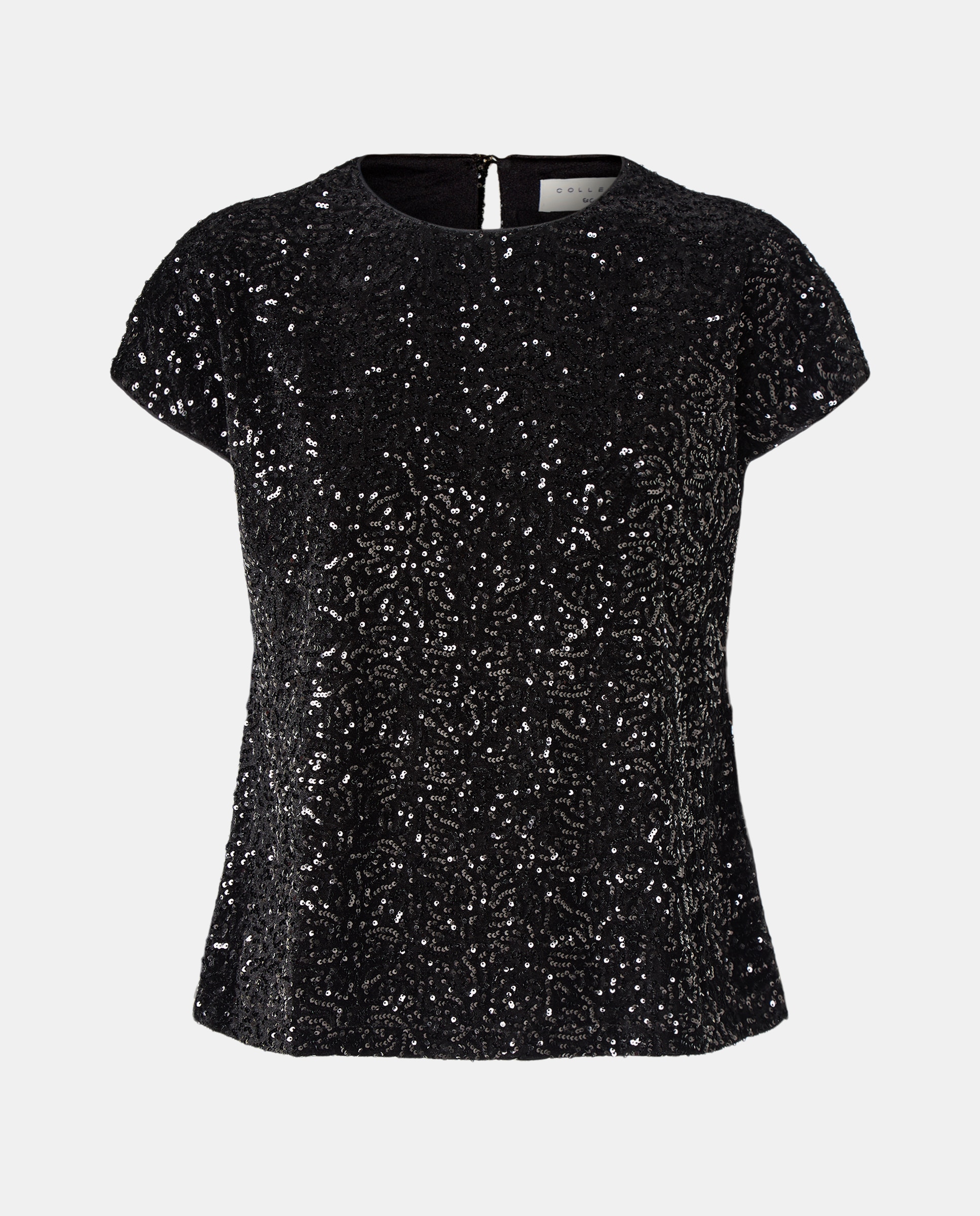 T-shirt de lantejoulas Preto-4