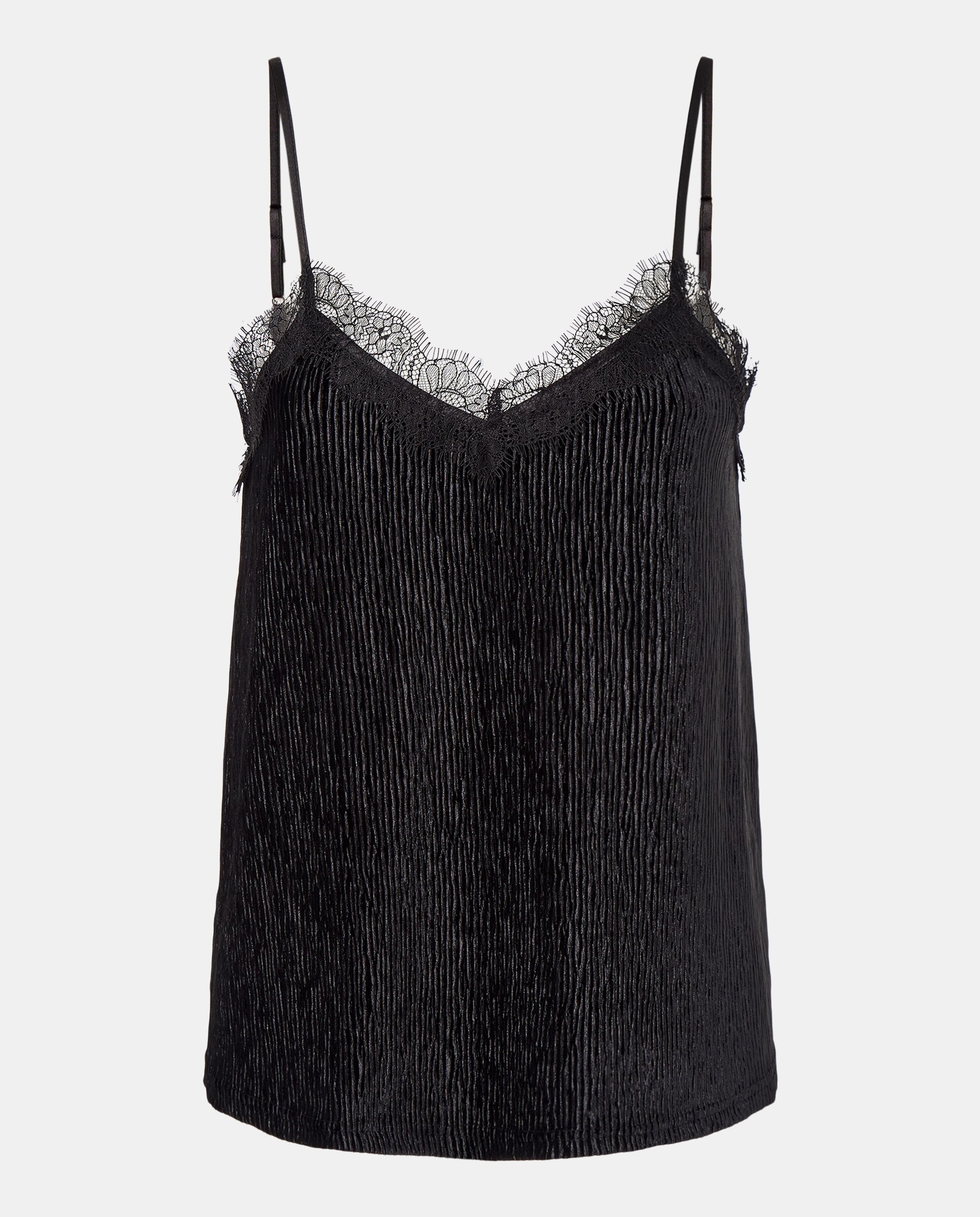 T-shirt de Alças de Veludo Preto-5