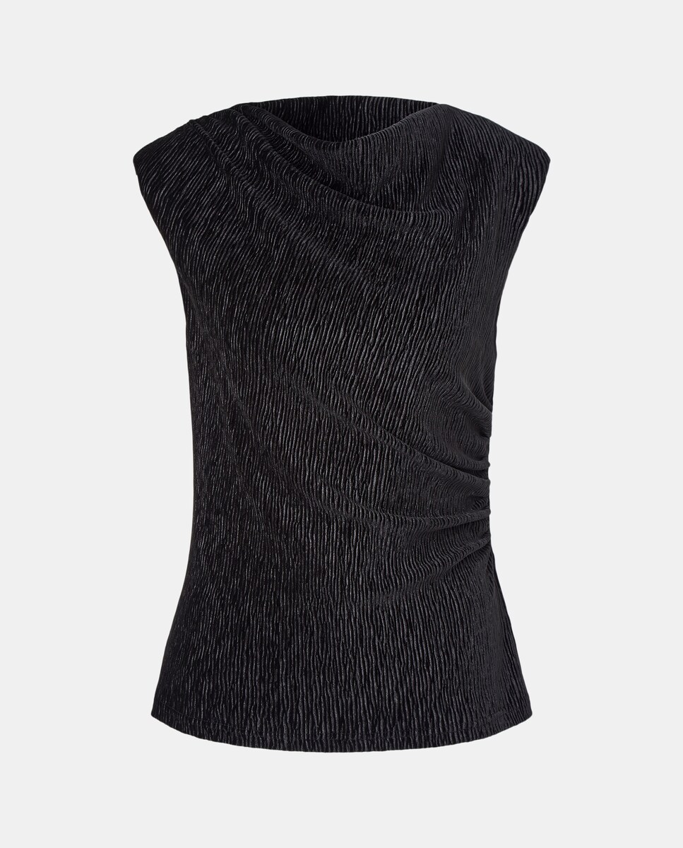 T-shirt Drapeada de Veludo Preto-5