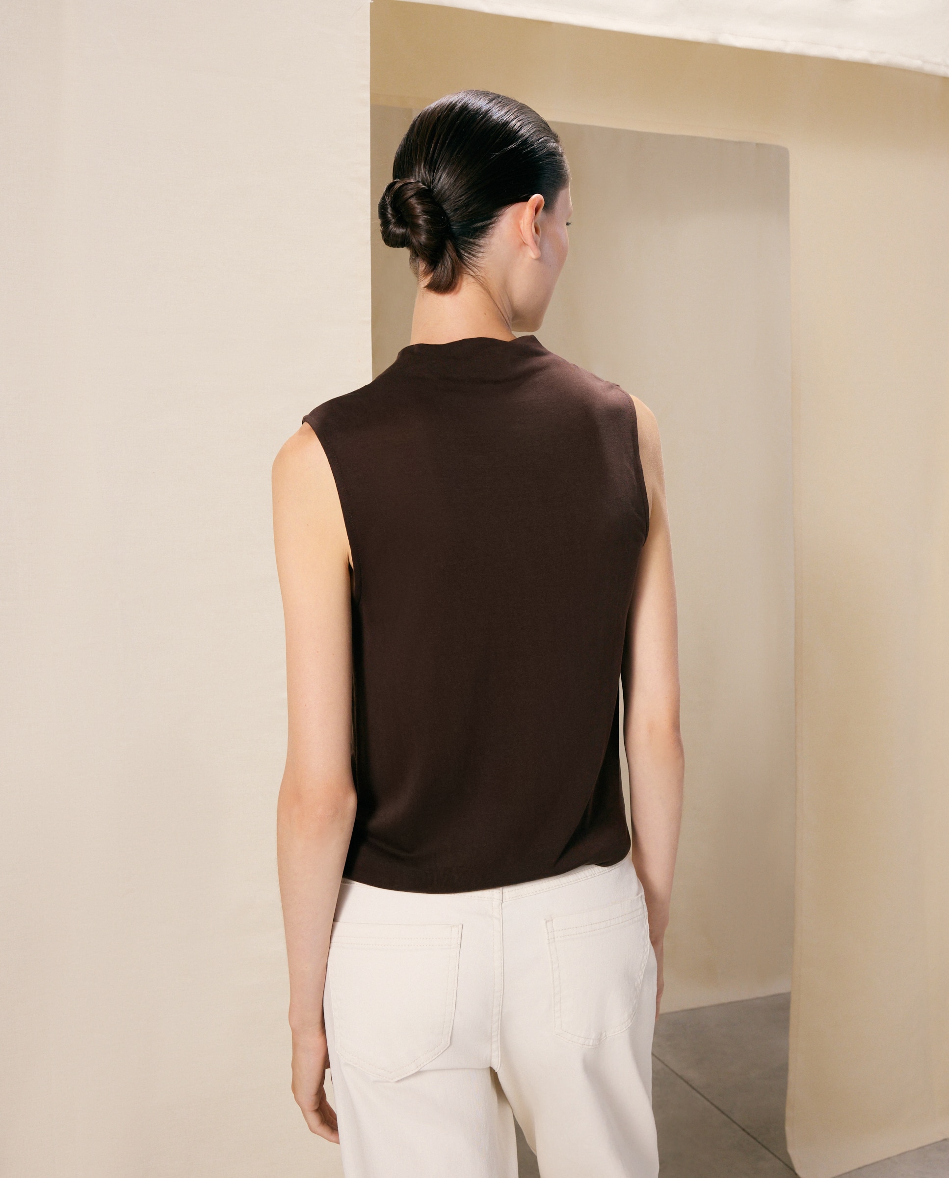 Camiseta de mujer escote drapeado - Woman El Corte Inglés - Marrón Marrón-3