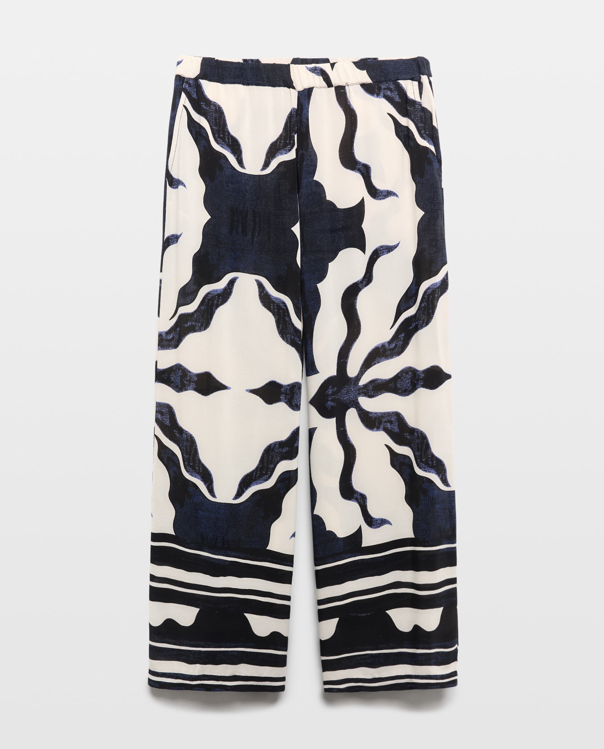 Calças de Pijama com Estampado Azul-escuro-4
