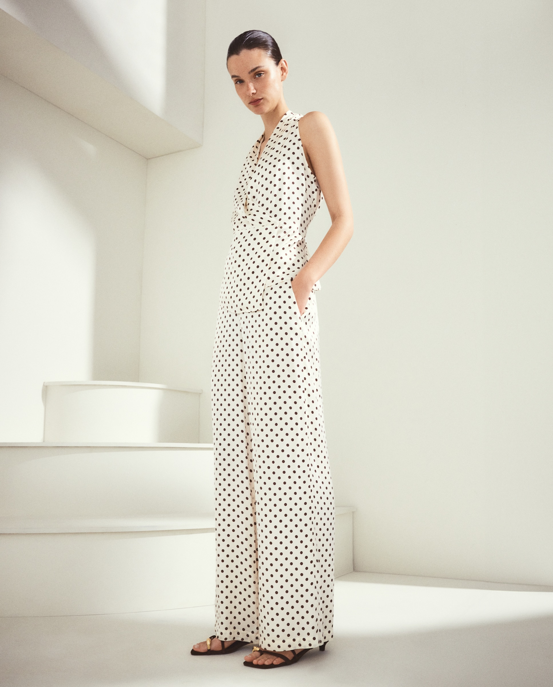Pantalón ancho de mujer - Woman El Corte Inglés - Blanco Blanco-1