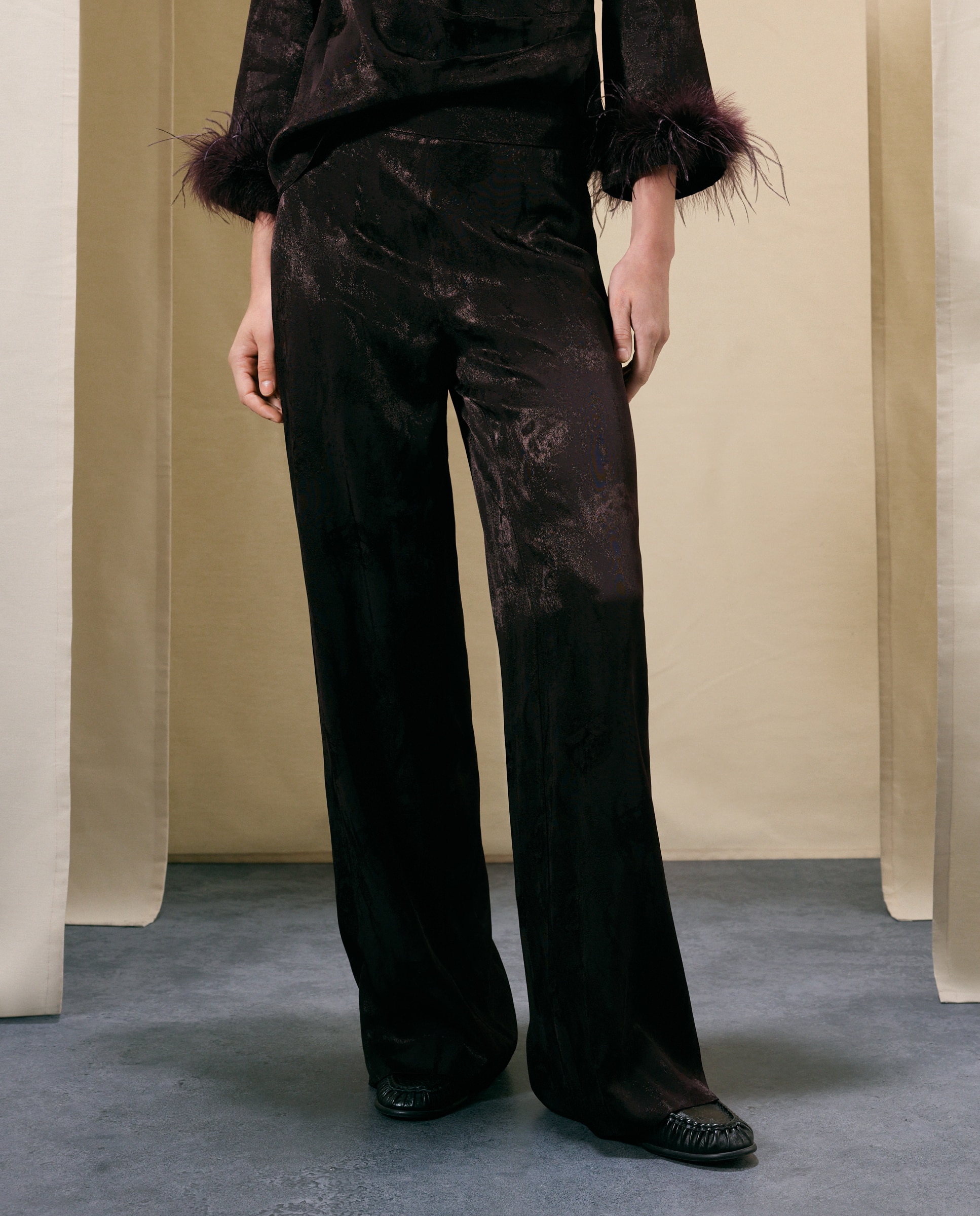 Pantalón de mujer jacquard - Woman El Corte Inglés - Burdeos Burdeos-2