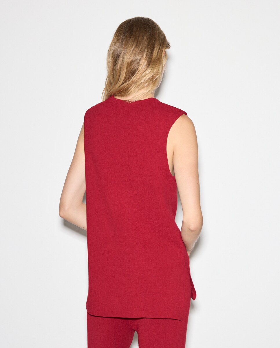 Camisola de Malha sem Mangas com Aplique de Metal Bordeaux-3