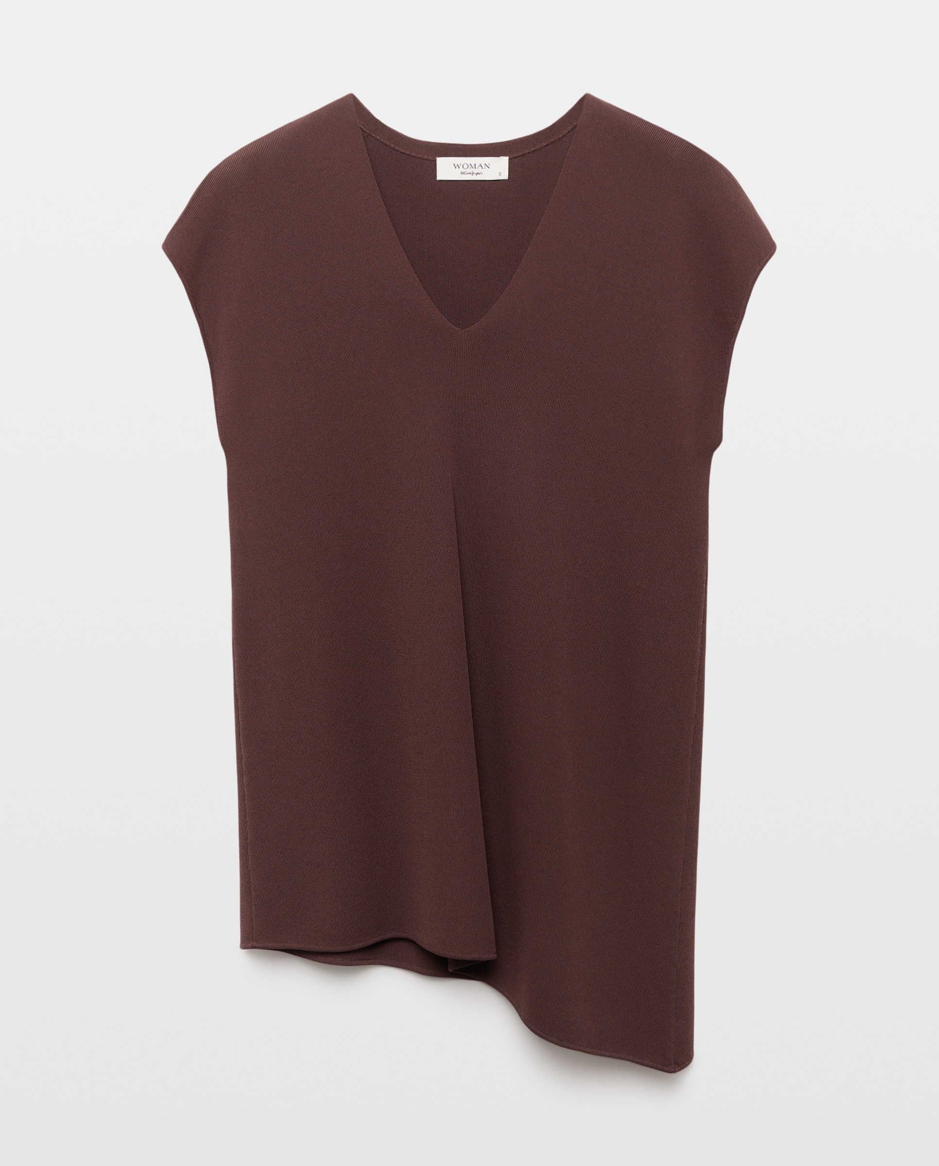 Camisola com Comprimento Assimétrico Castanho-4