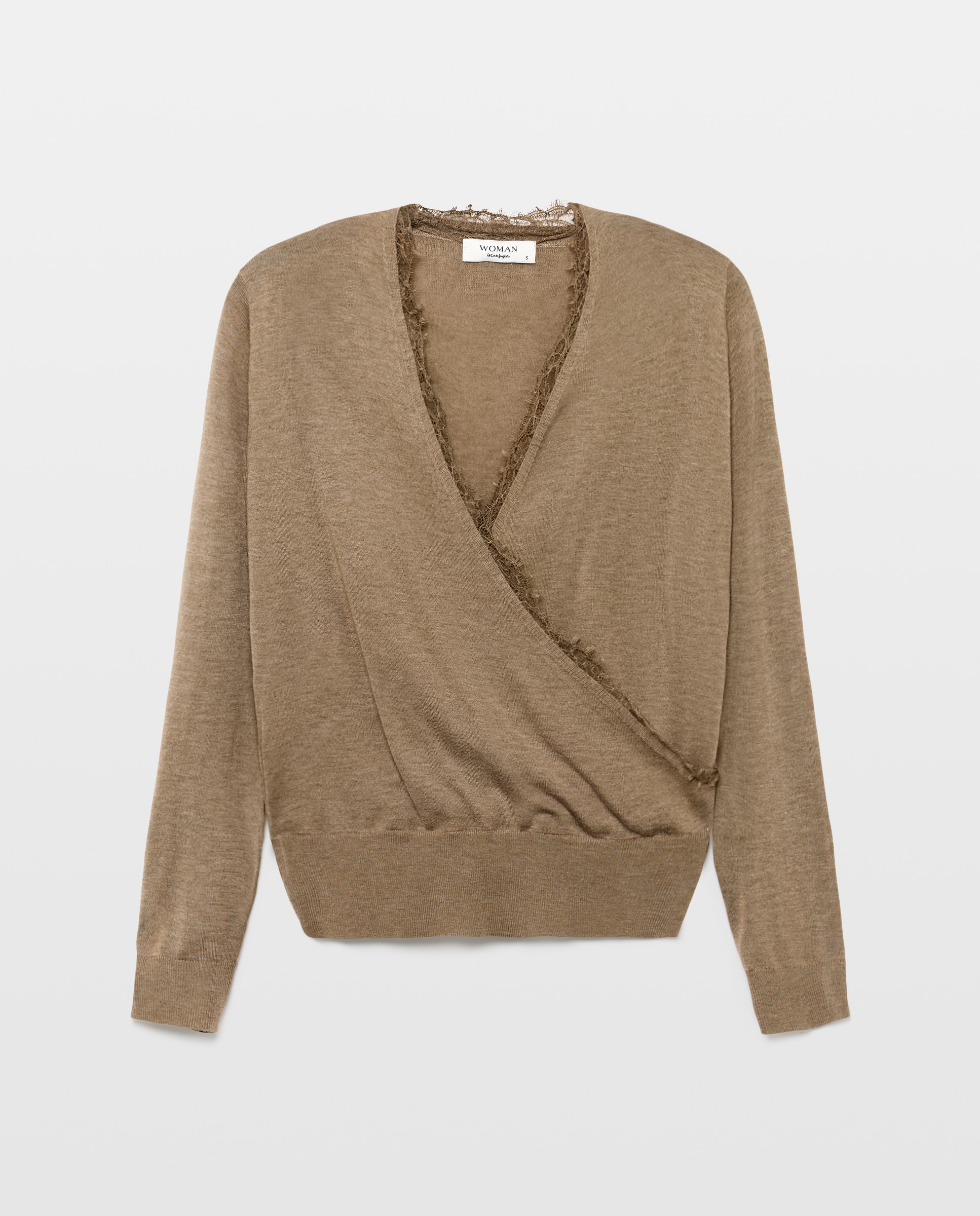 Jersey cruzado de mujer con blonda - Woman El Corte Inglés - Negro Negro-4