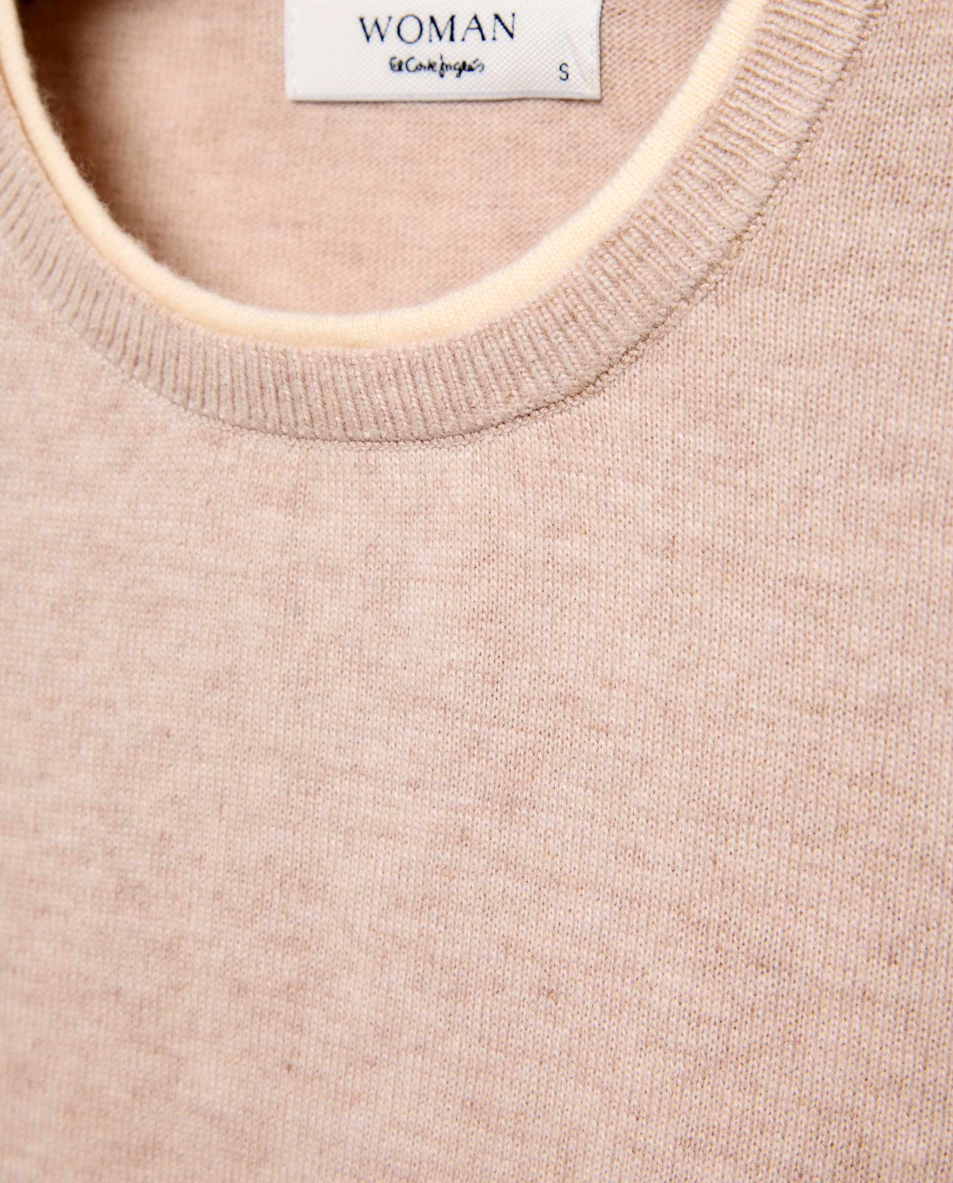 Jersey de mujer de cuello caja bicolor - Woman El Corte Inglés - Beige Beige-5